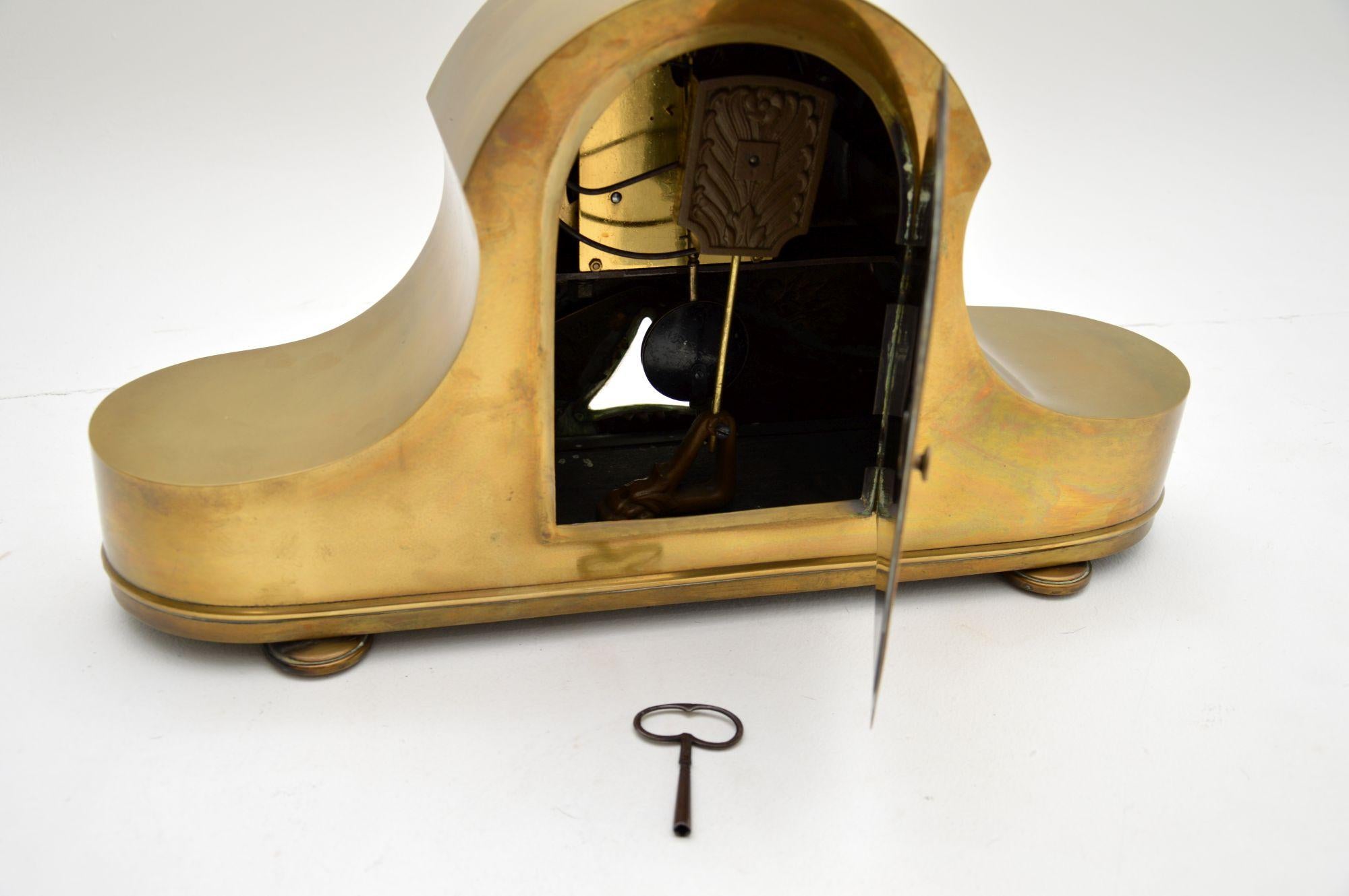 Antique Brass Napoleon Hat Mantel Clock by Junghans 3