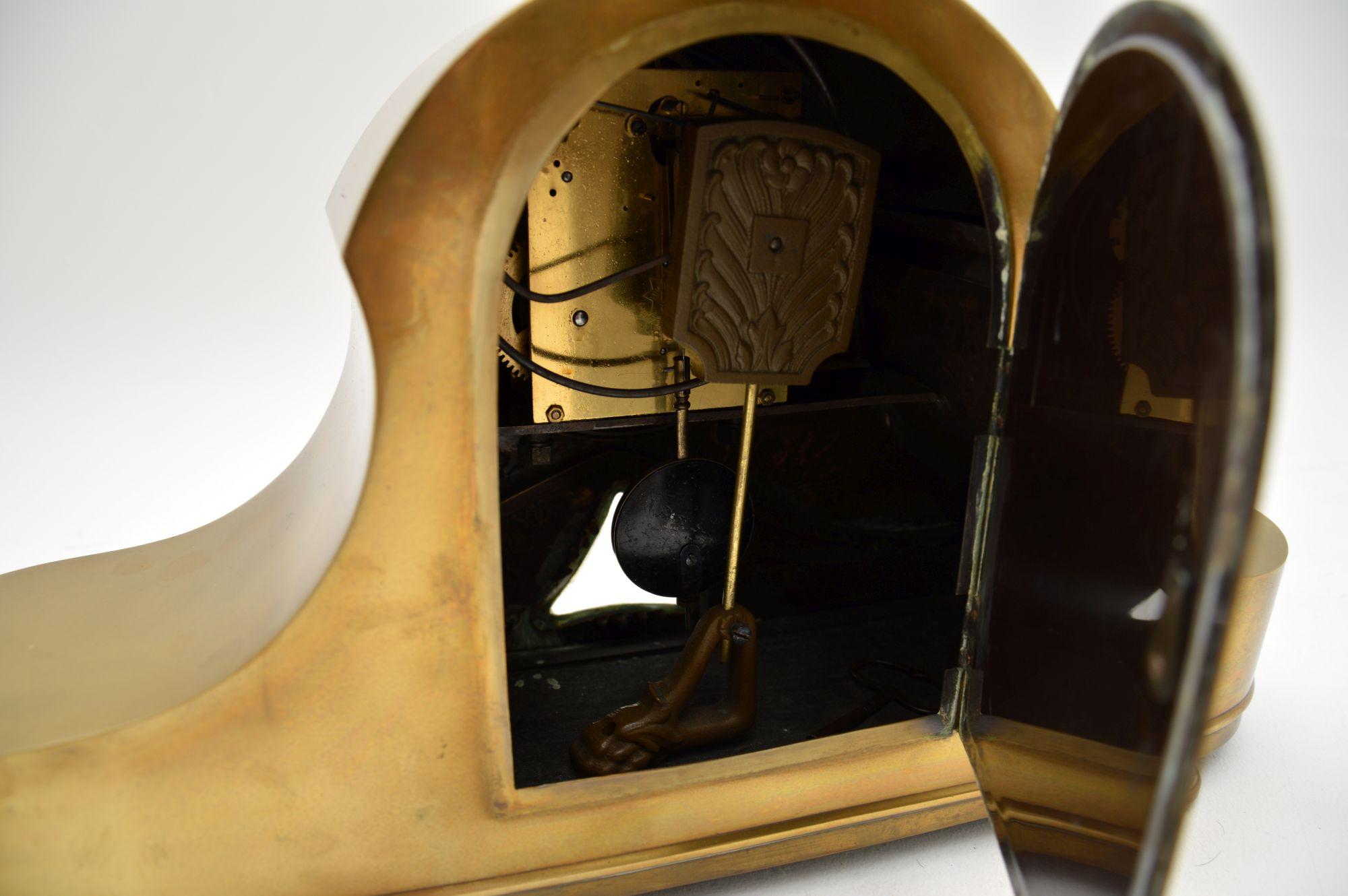Antique Brass Napoleon Hat Mantel Clock by Junghans 4