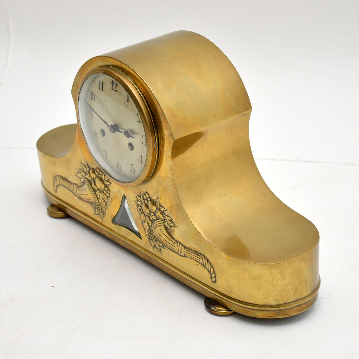 Antique Brass Napoleon Hat Mantel Clock by Junghans In Good Condition In London, GB