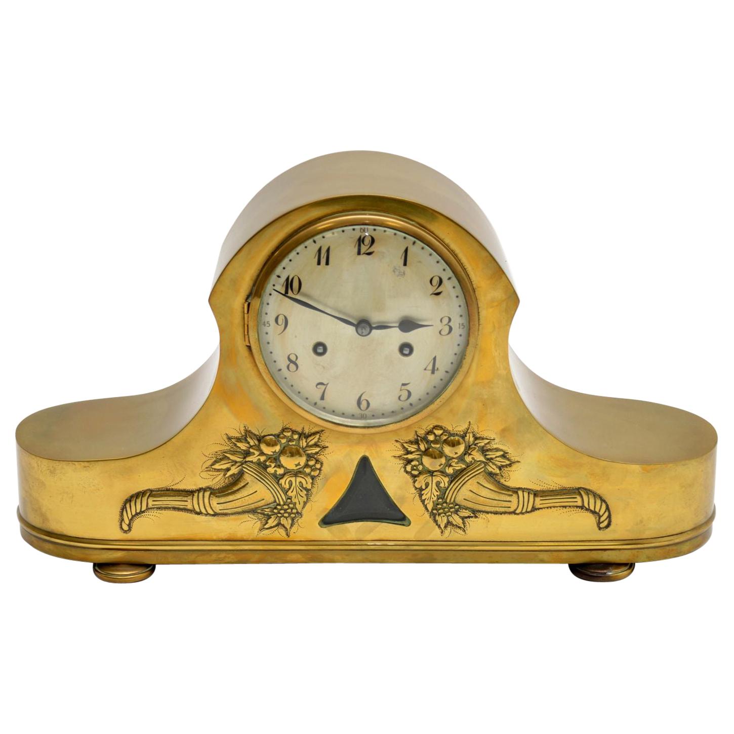 Antique Brass Napoleon Hat Mantel Clock by Junghans