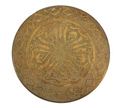 Antique Brass Needle Embossed Trivet with Tulips, United States, Circa 1910