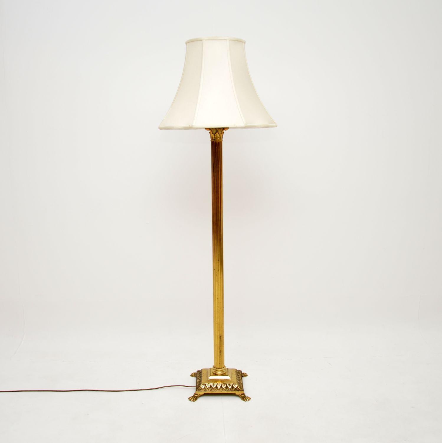 British Antique Brass Neoclassical Floor Lamp