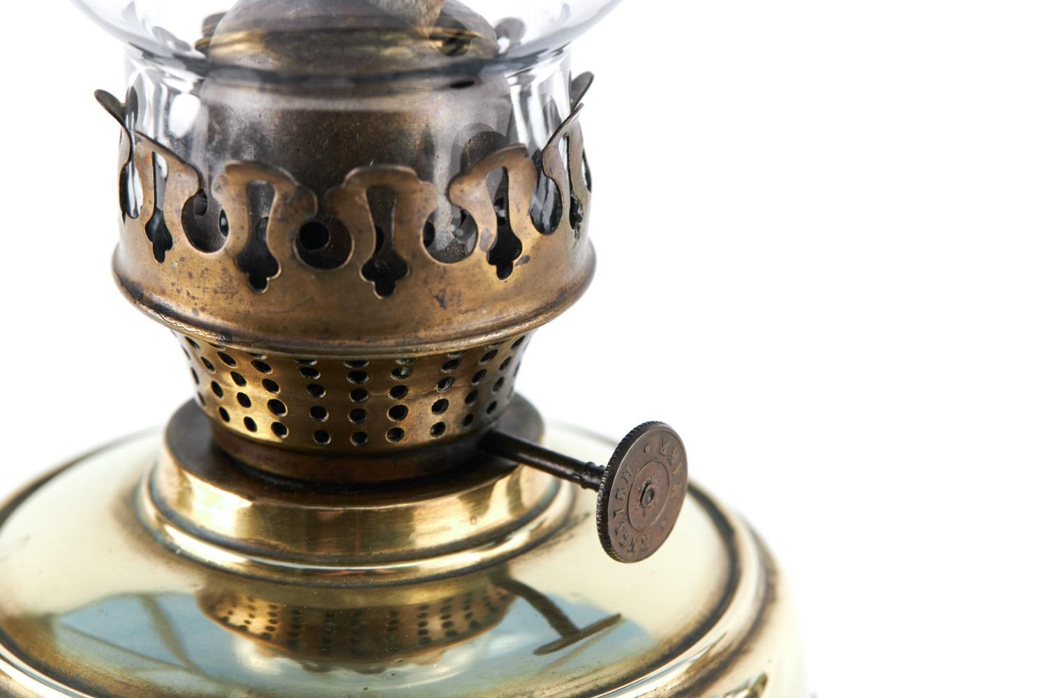 20th Century Antique Brass Oil Lamp For Sale