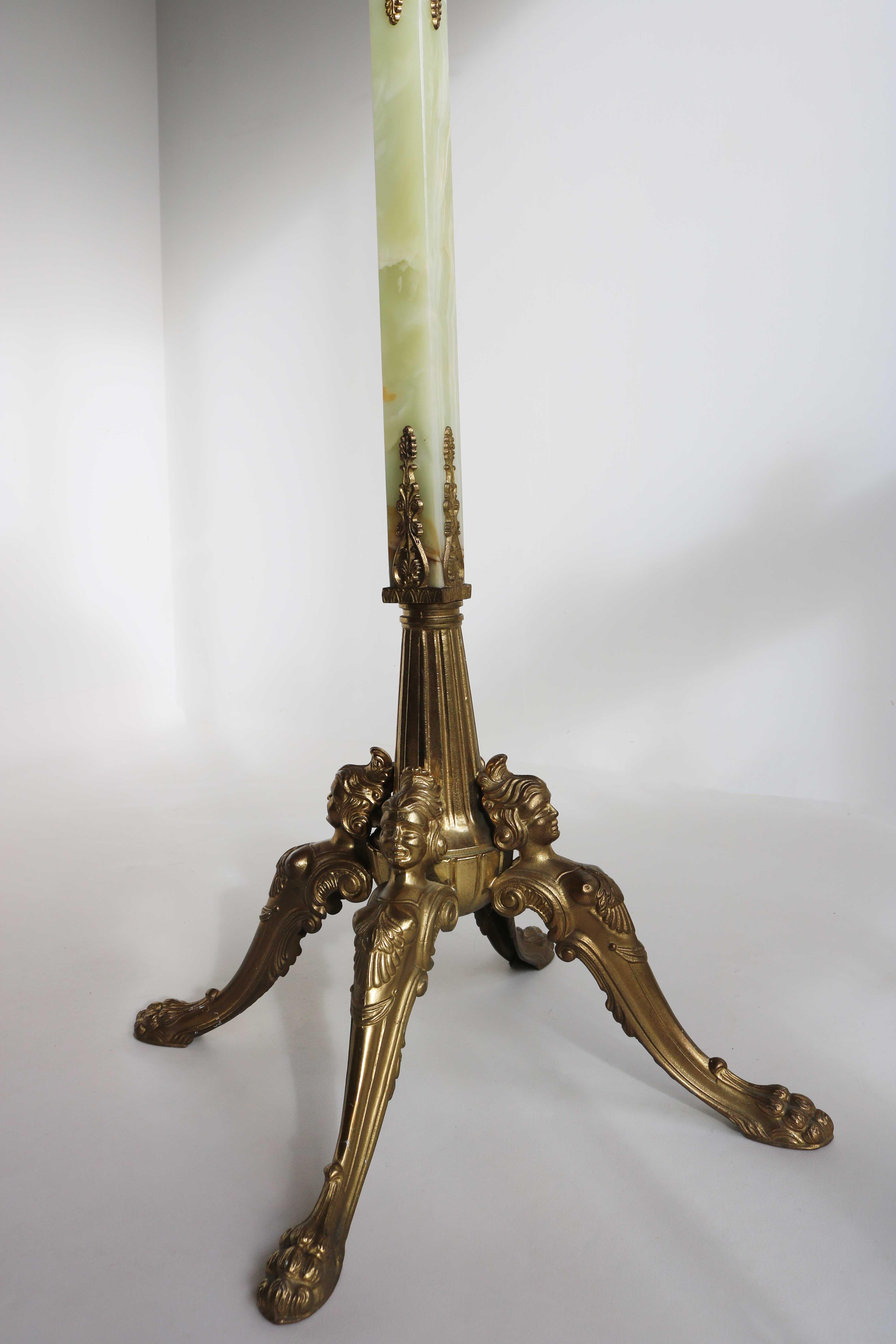 Antique Brass & Onyx Square Marble Coat Hat Rack Hall Tree Stand, Italian, 1960 For Sale 3