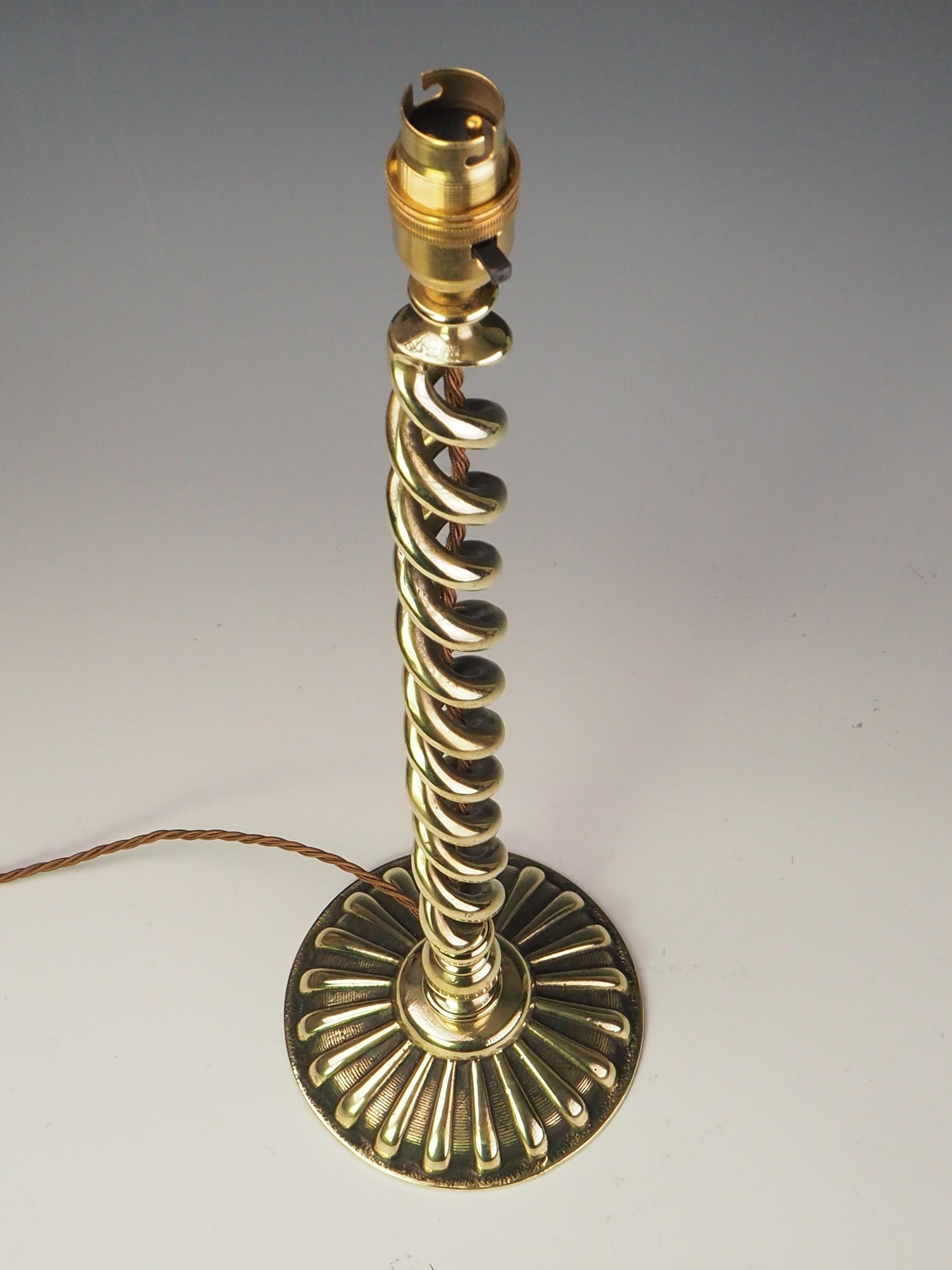 Antique Brass Open Twist Table Lamp For Sale 6