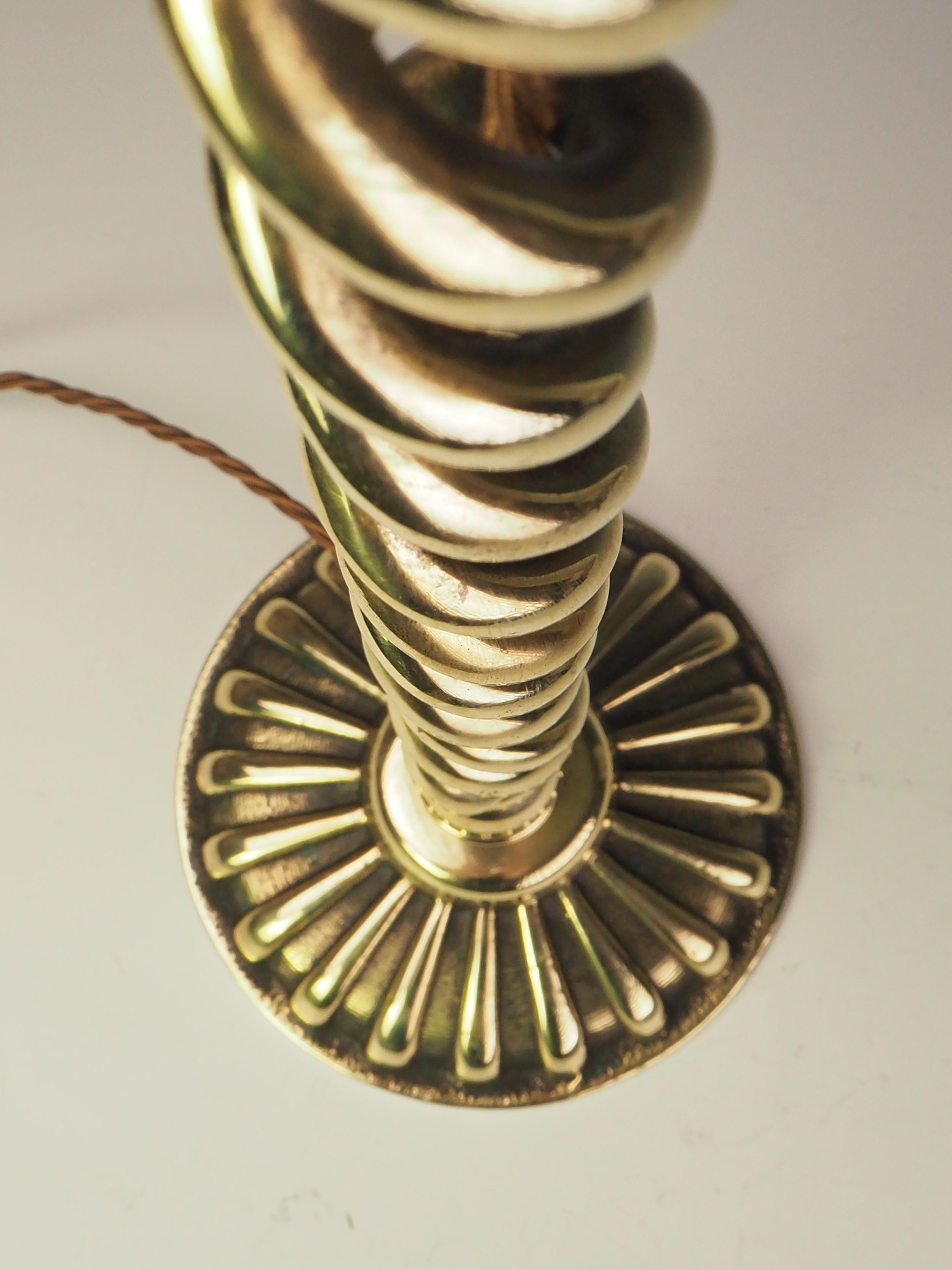 Antique Brass Open Twist Table Lamp For Sale 7