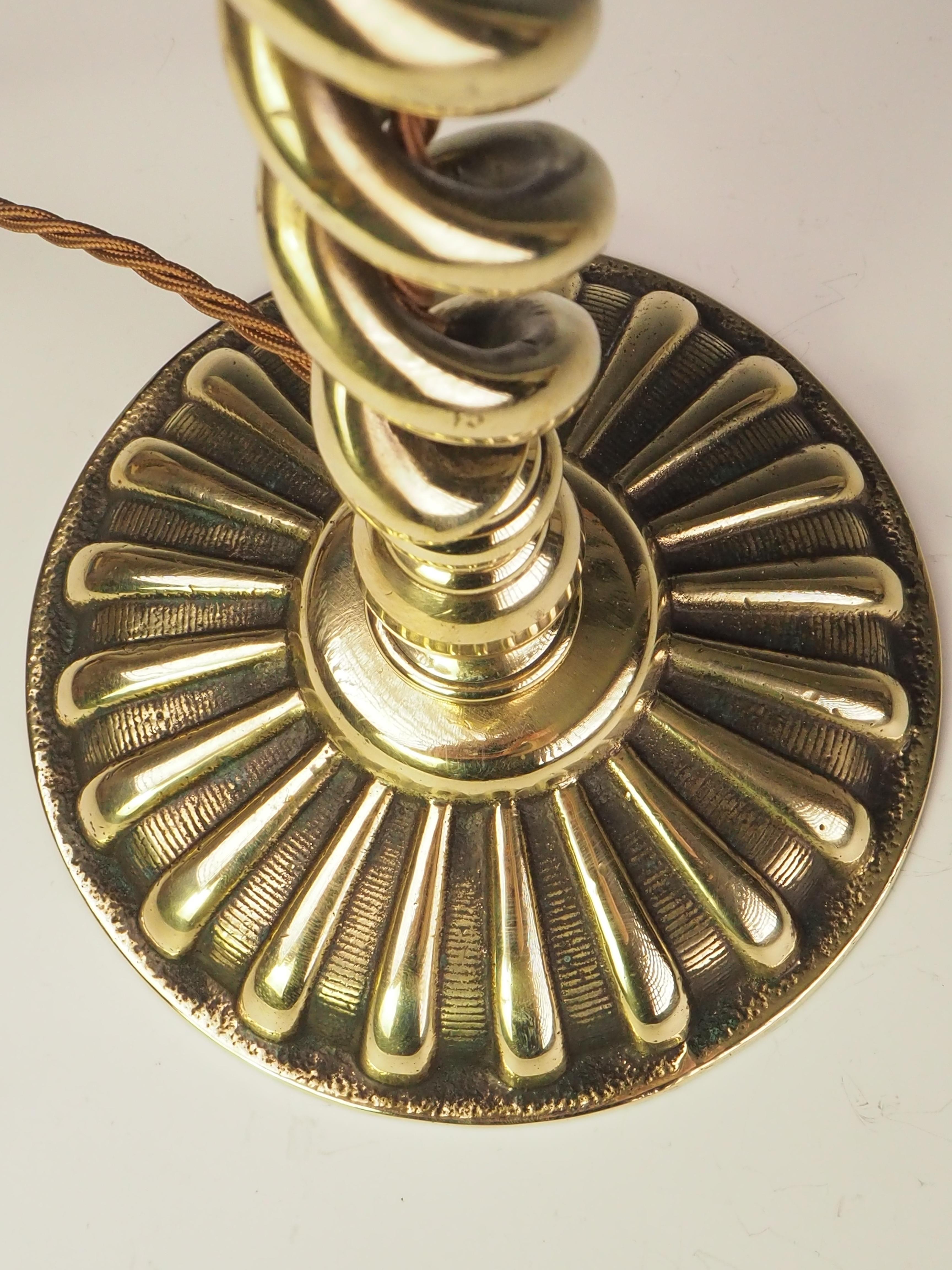 Antique Brass Open Twist Table Lamp For Sale 8