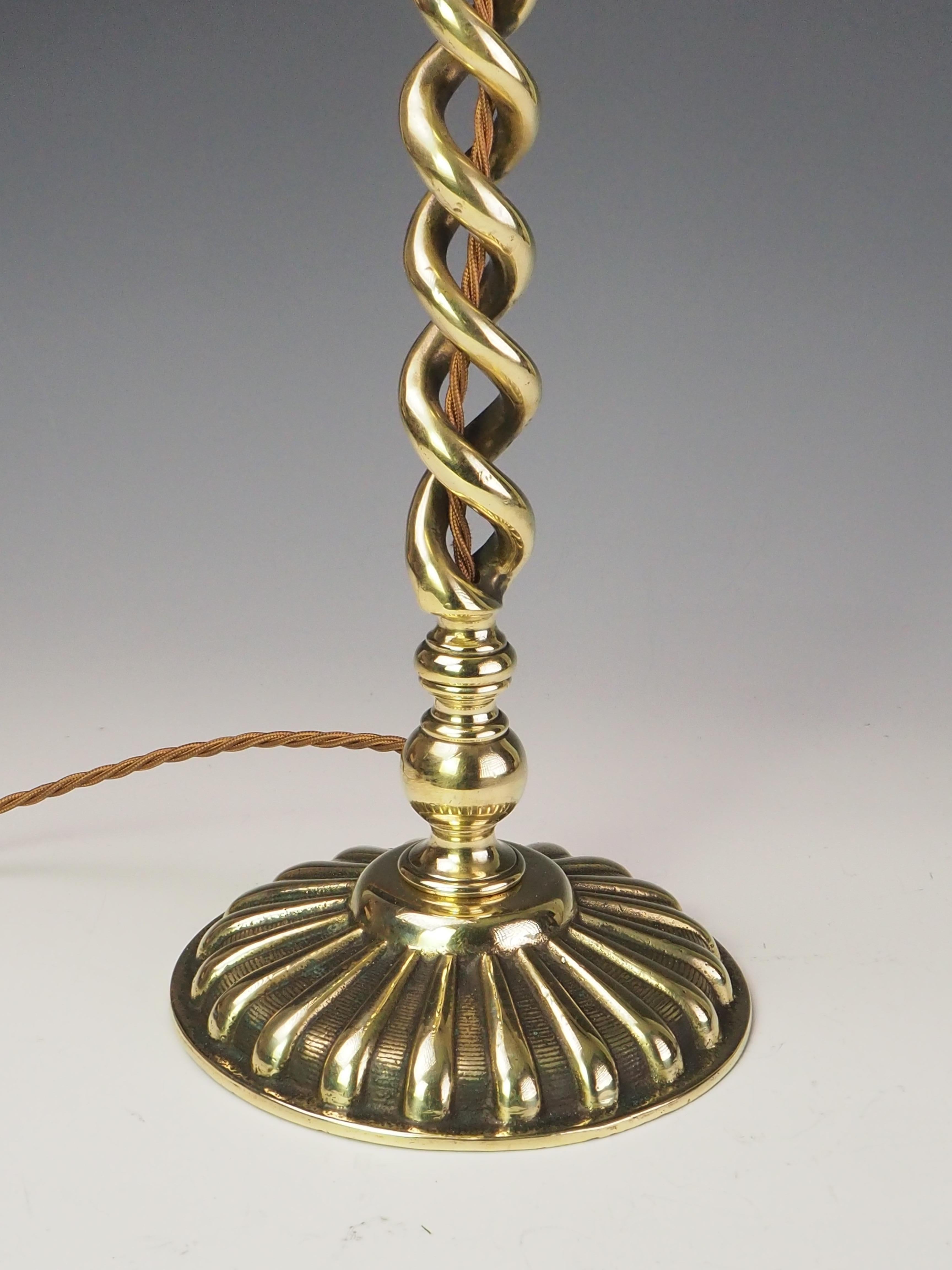 Antique Brass Open Twist Table Lamp For Sale 2