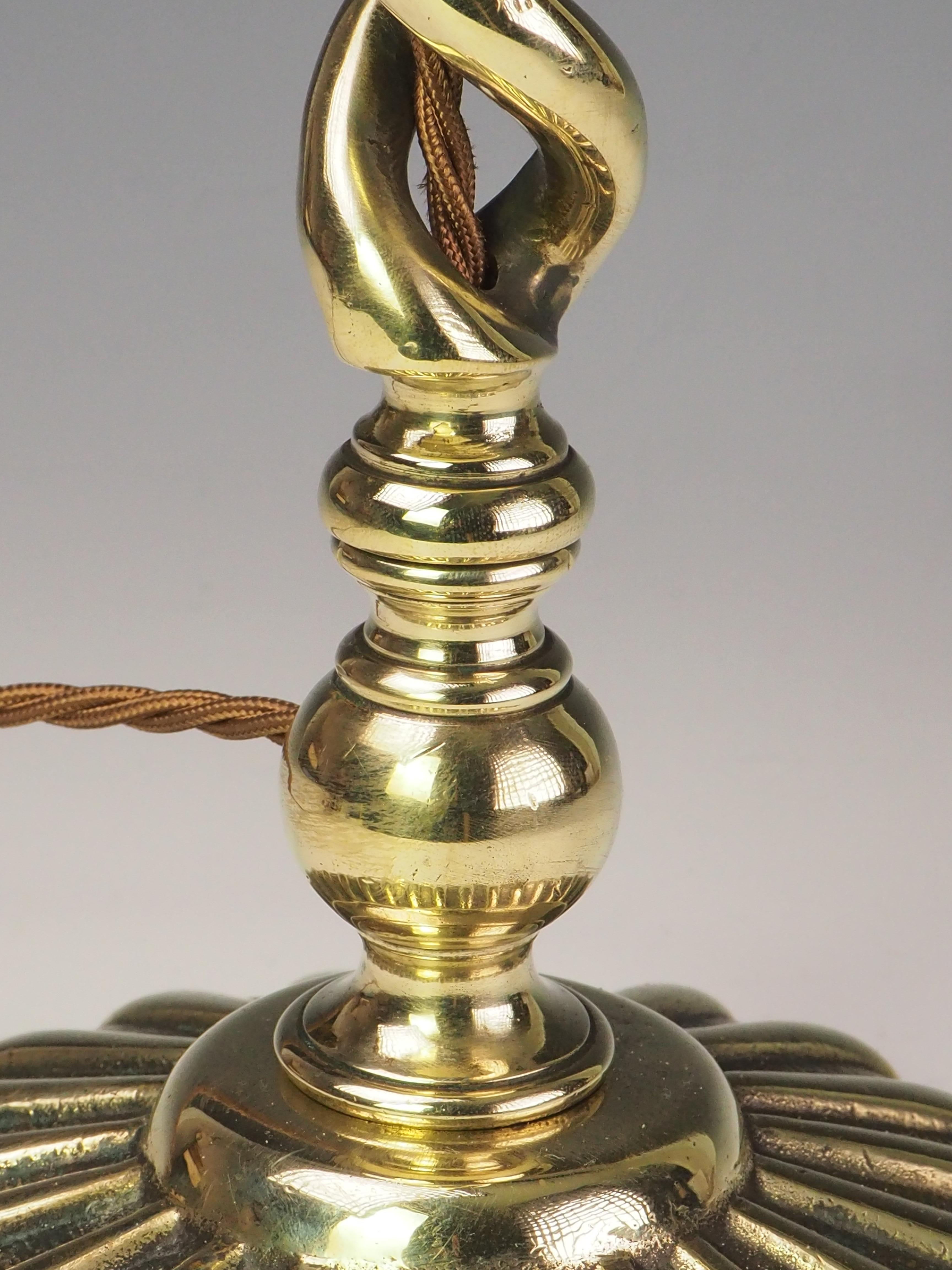 Antique Brass Open Twist Table Lamp For Sale 3