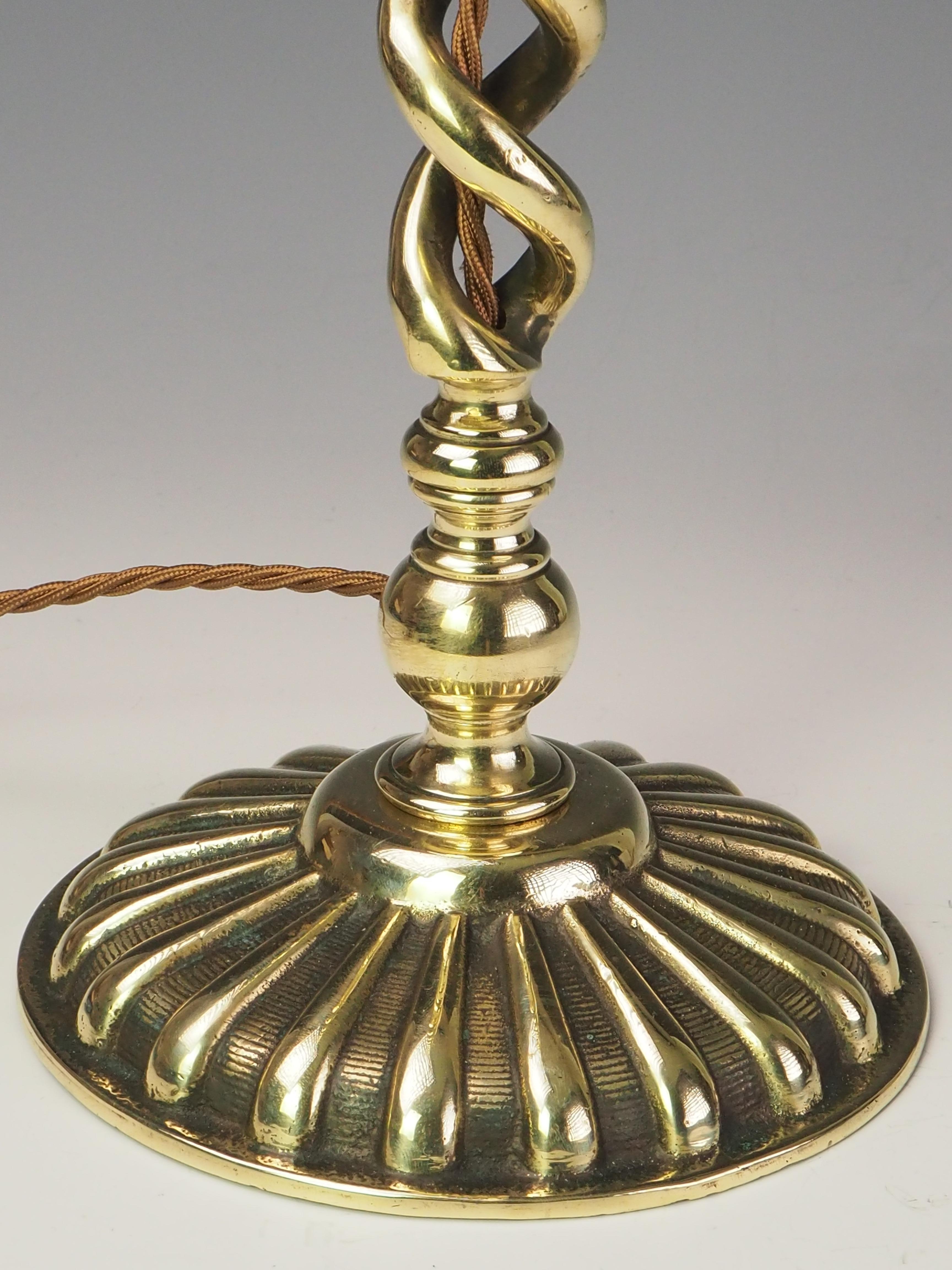 Antique Brass Open Twist Table Lamp For Sale 4