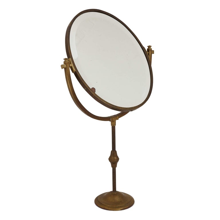 Antique Brass Oval Table Mirror For Sale at 1stDibs