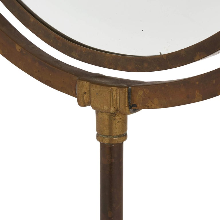 Antique Brass Oval Table Mirror For Sale at 1stDibs