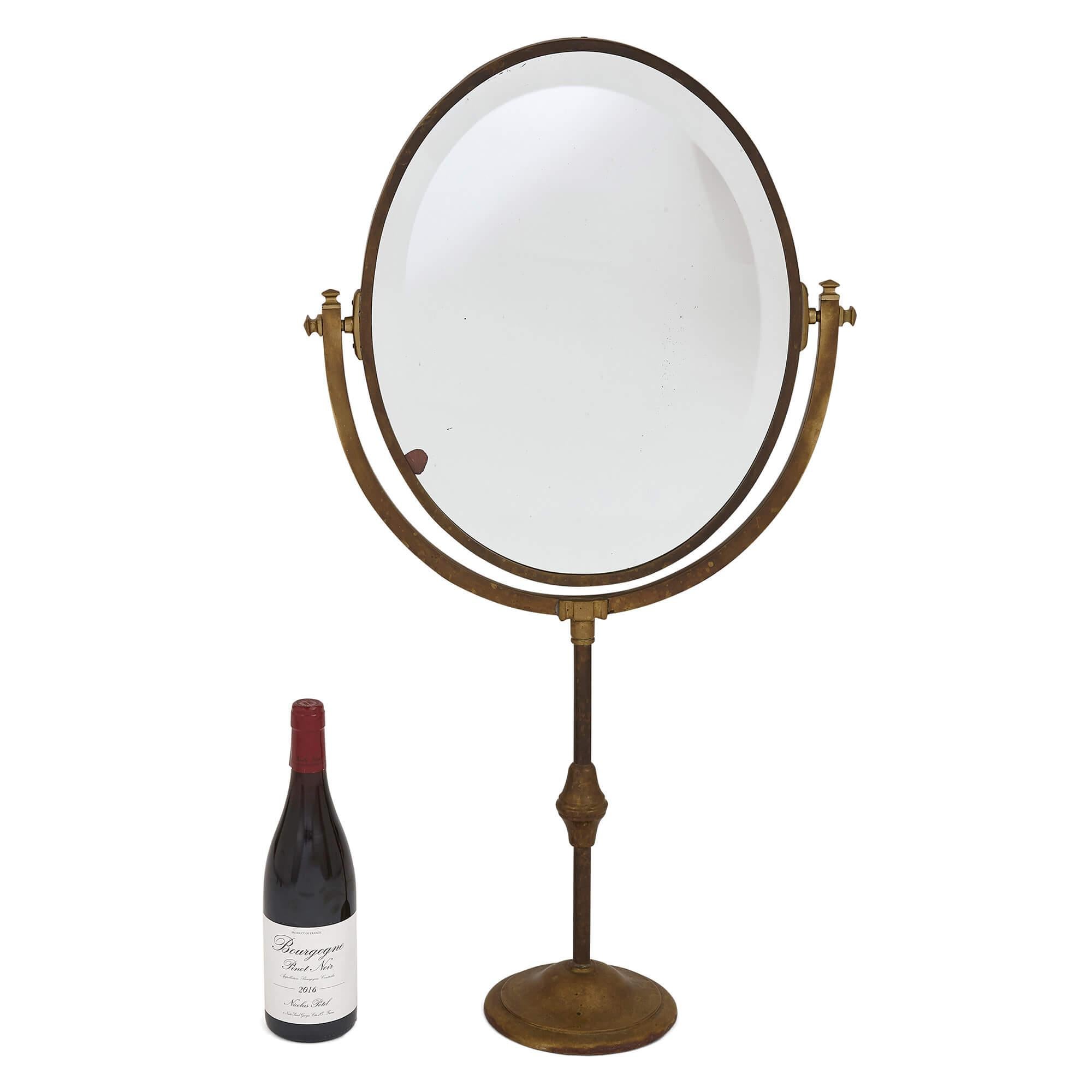 Antique Brass Oval Table Mirror In Good Condition For Sale In London, GB