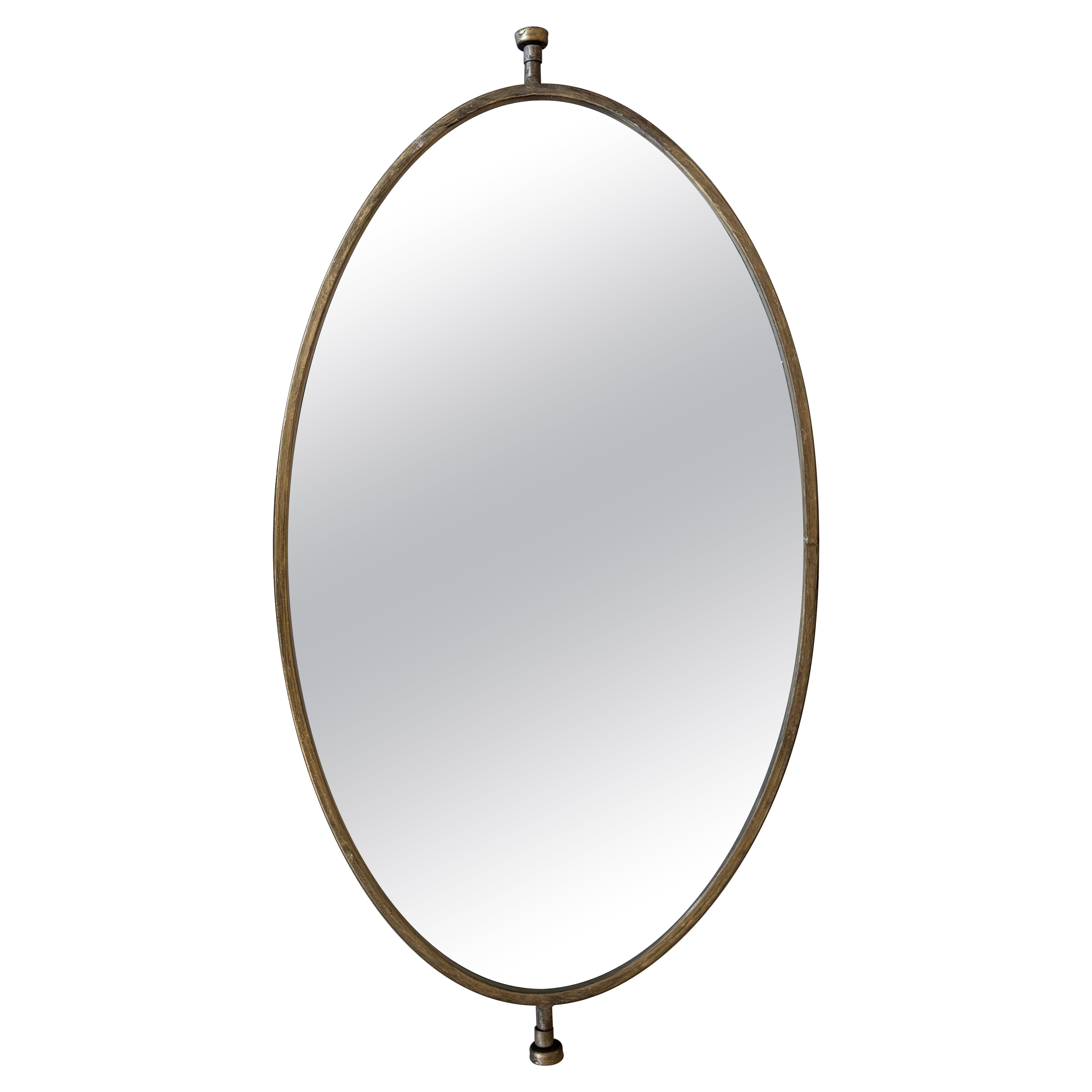 Antique Brass Oval Tilting Mirror – Convertible Wall or Tabletop Design