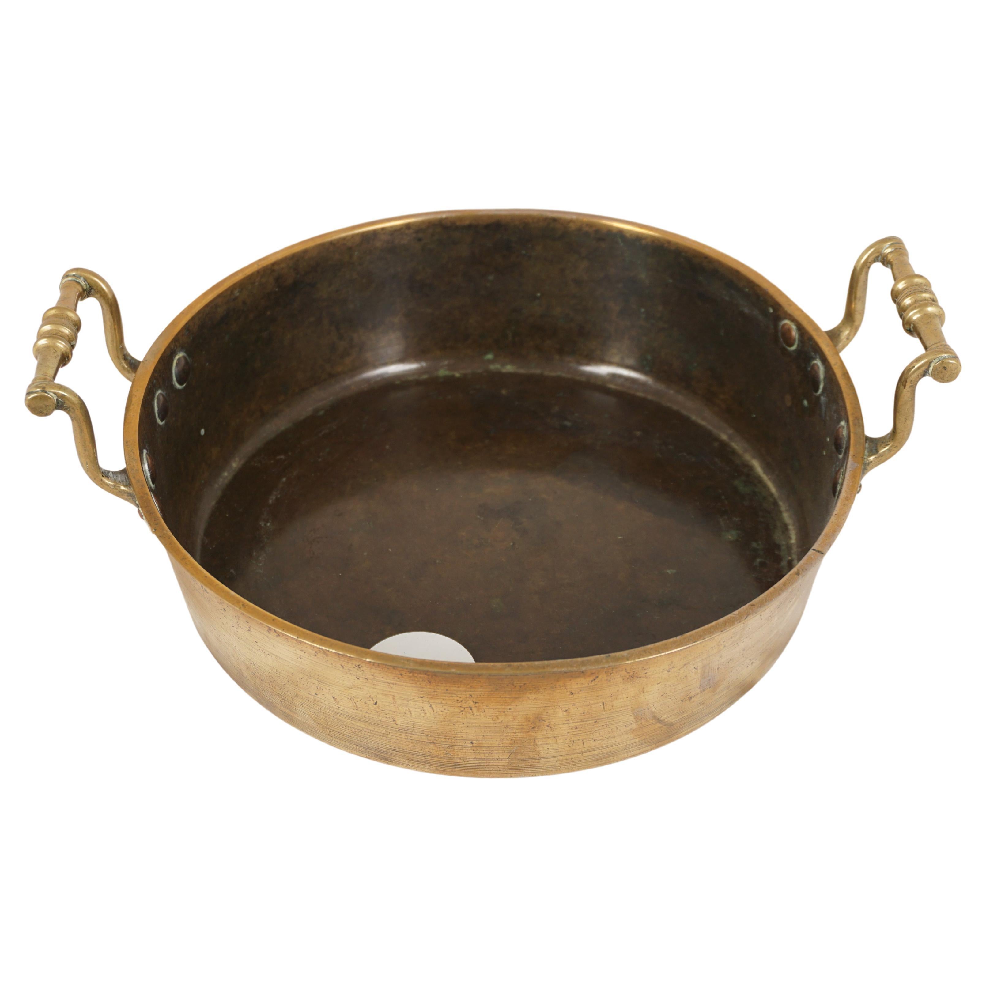 Antique Brass Pan, Victorian Double Handled Pan, Scotland 1880, H1075 For Sale