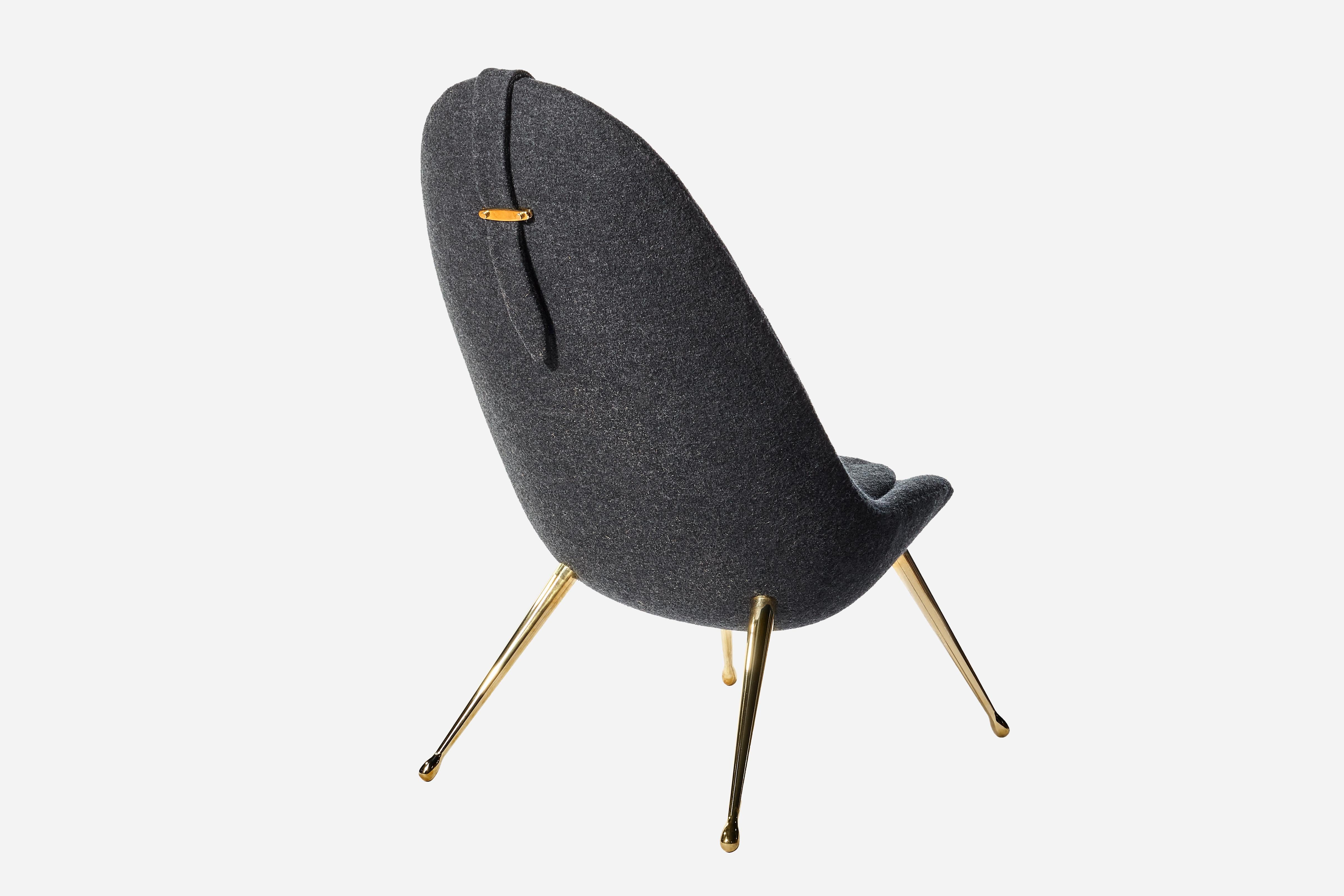 Modern Antique Brass Pause Lounge Chair by Konekt Furniture