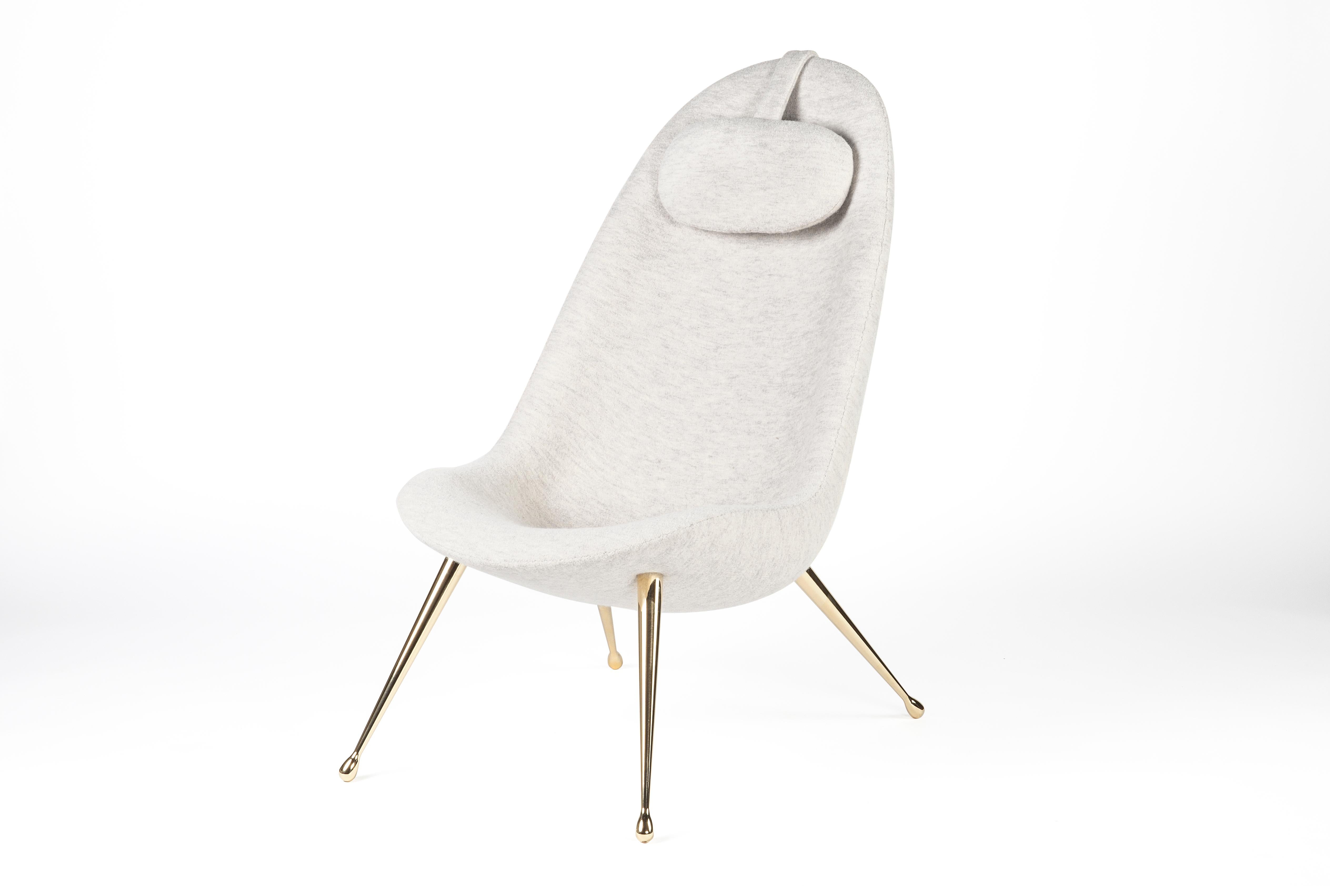 Fiberglass Antique Brass Pause Lounge Chair by Konekt Furniture