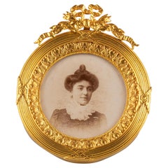 Marco antiguo de latón, marco de fotos, Francia, circa 1880, 5 x 5 cm
