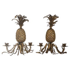 Paire d
appliques murales ananas en laiton