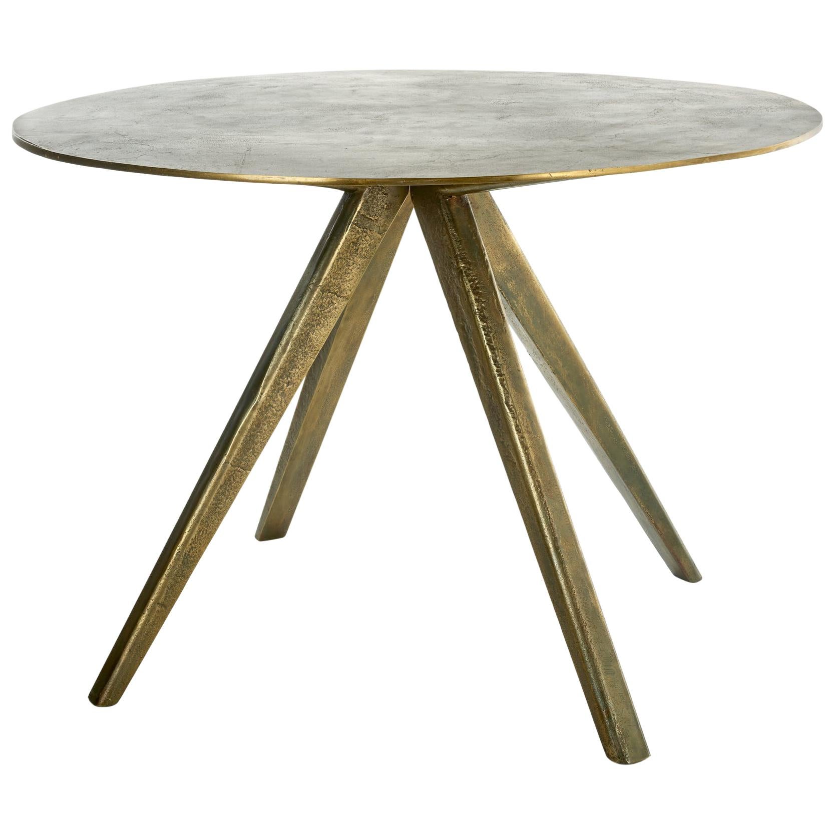 Antique Brass Plated Circle Table, Pols Potten Studio For Sale