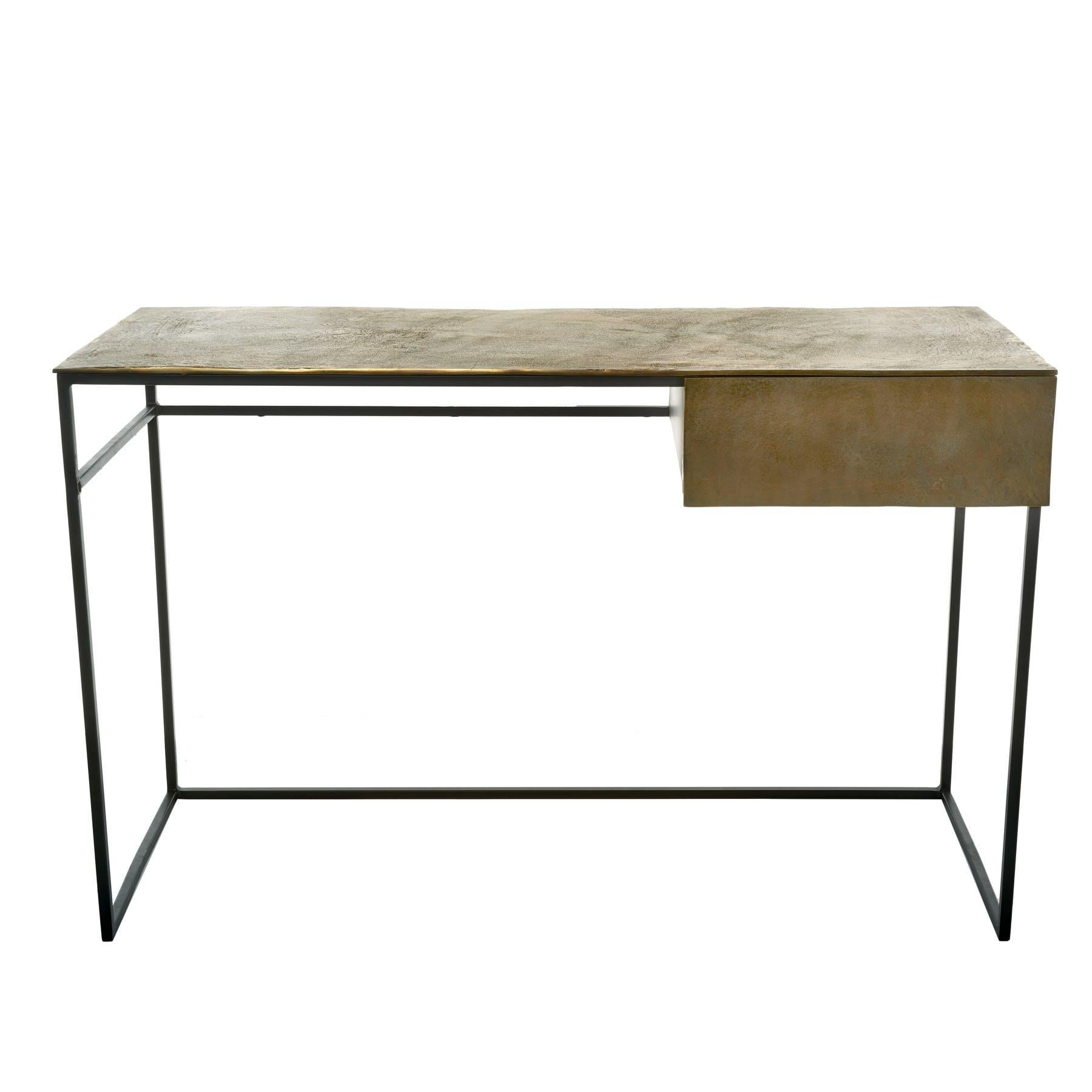 Aluminum Antique Brass Plated Desk, Pols Potten Studio For Sale