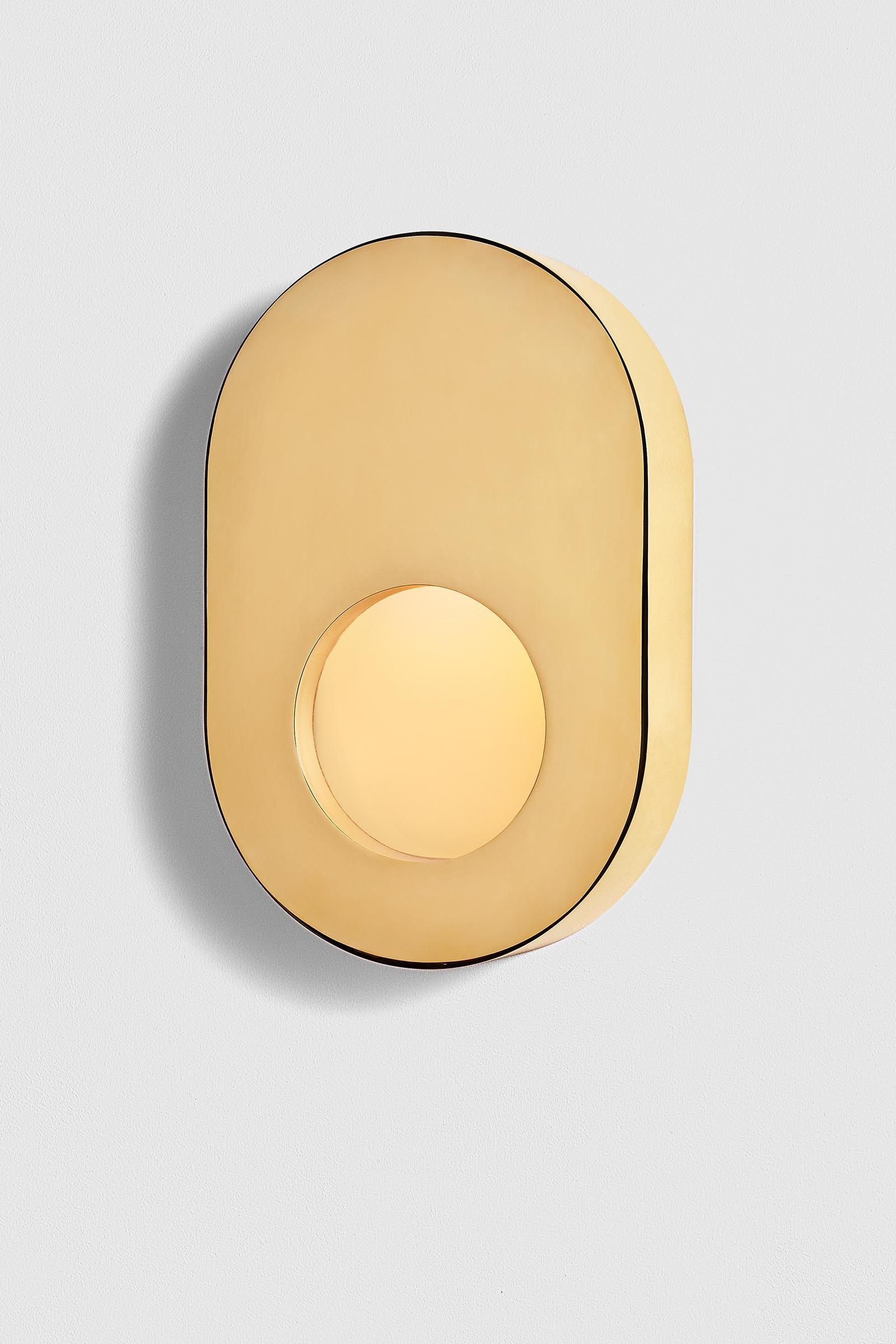 Frosted Antique Brass Portal Sconce Oval by Konekt Furniture