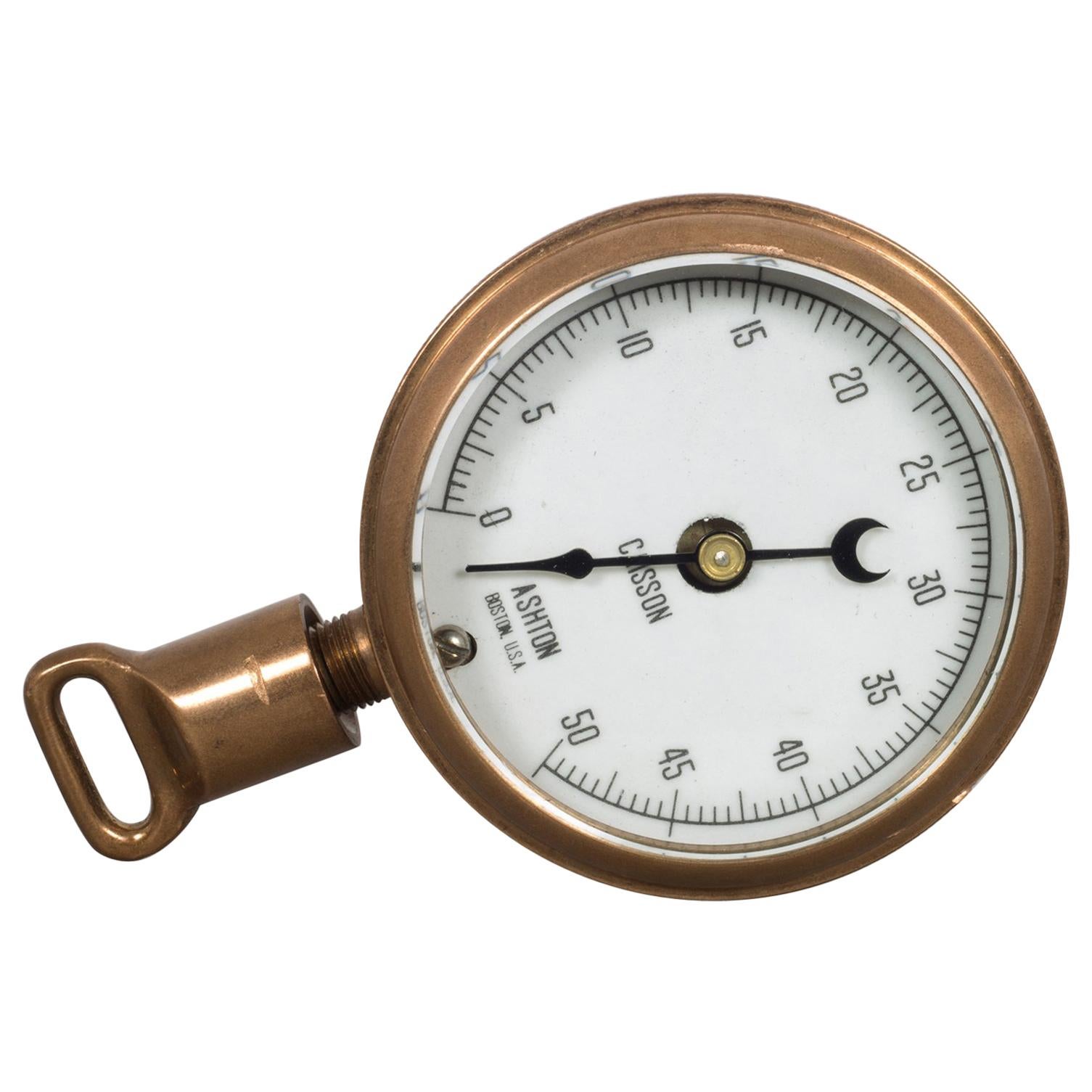 Antique Brass Pressure Gauge, circa 1920