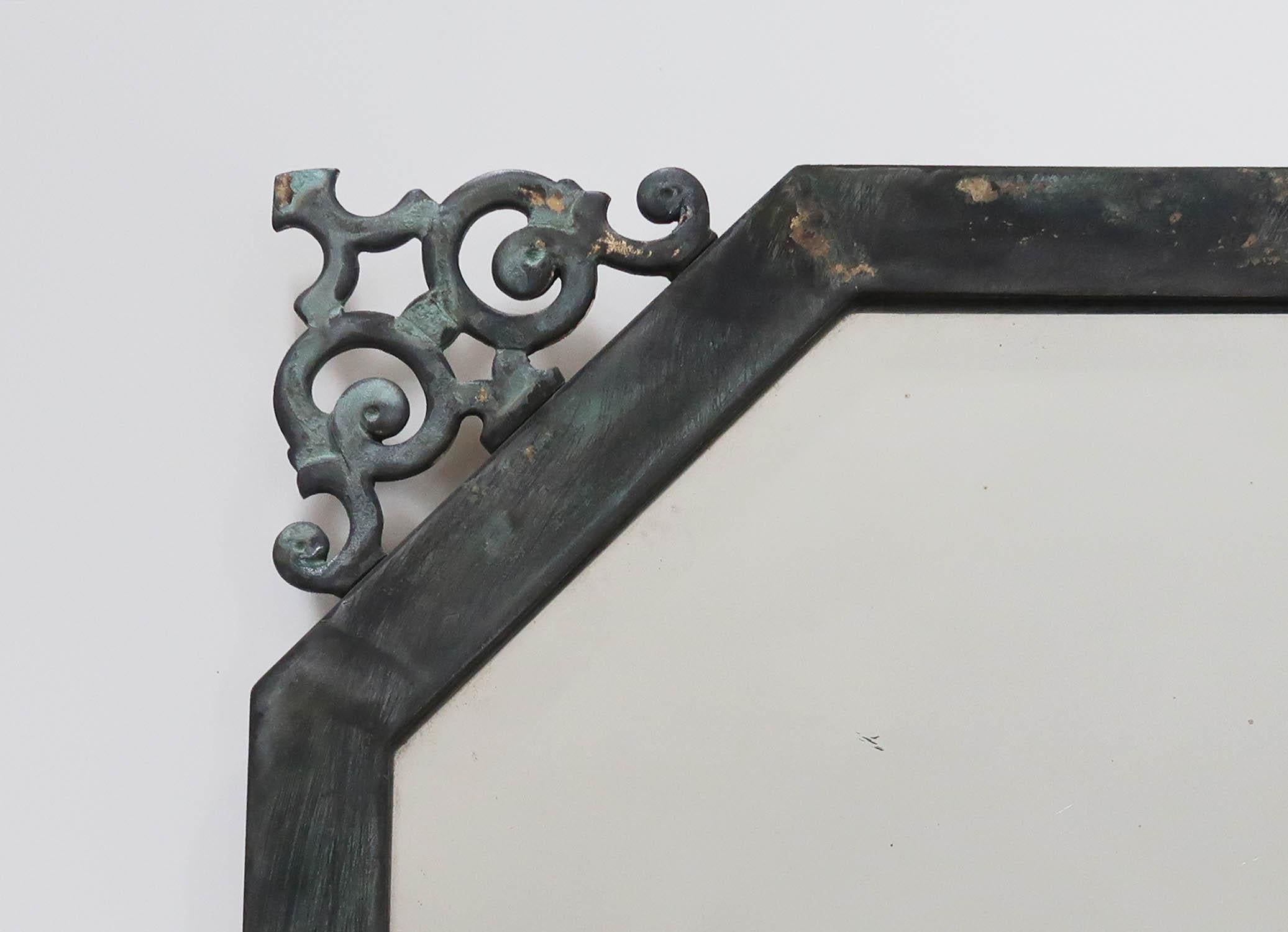 Antiguo Espejo de Pared de Latón Estilo Renacentista con Bordes Biselados, Inglés, C.1910 en venta 4