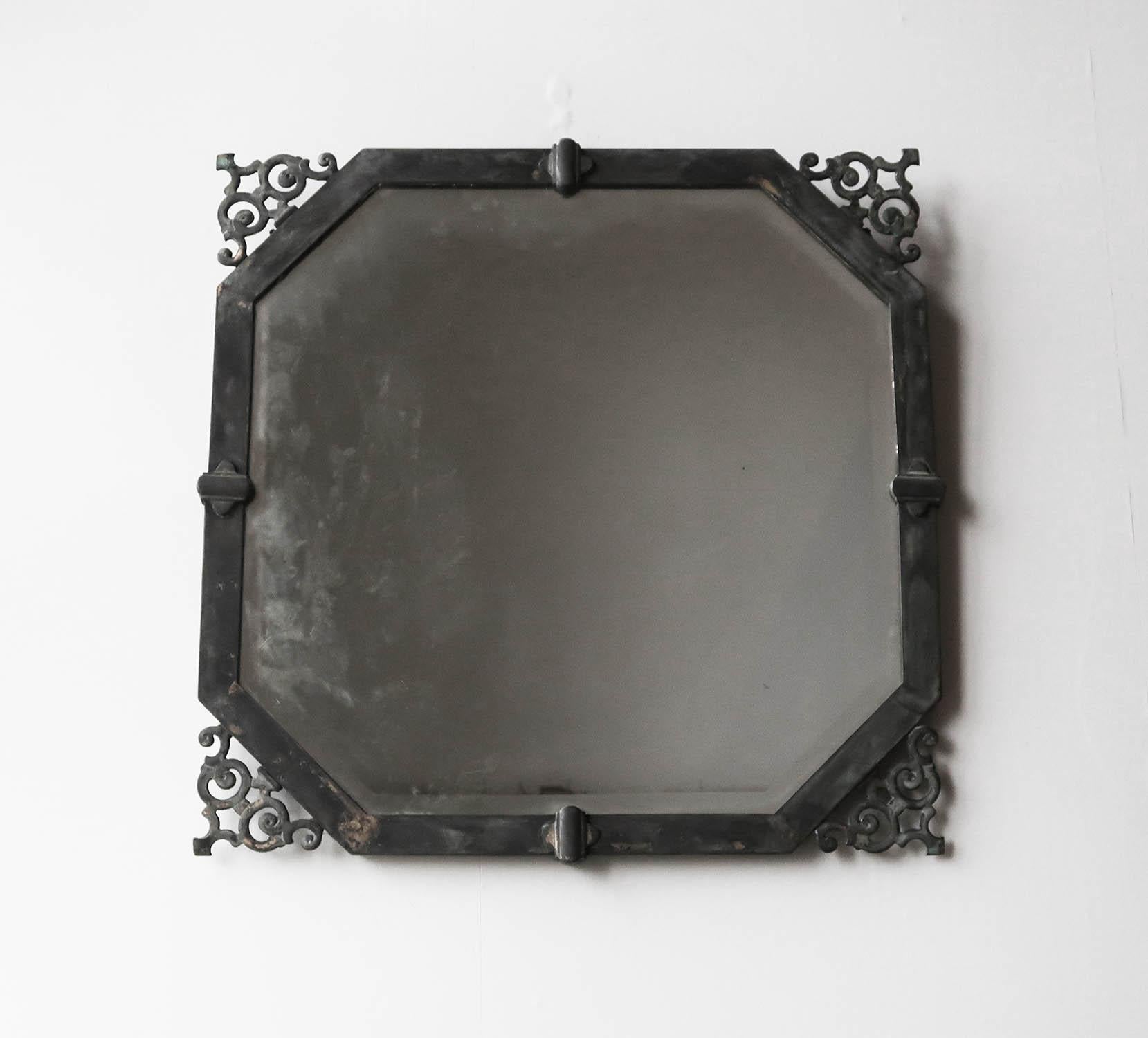 Antiguo Espejo de Pared de Latón Estilo Renacentista con Bordes Biselados, Inglés, C.1910 Otro en venta