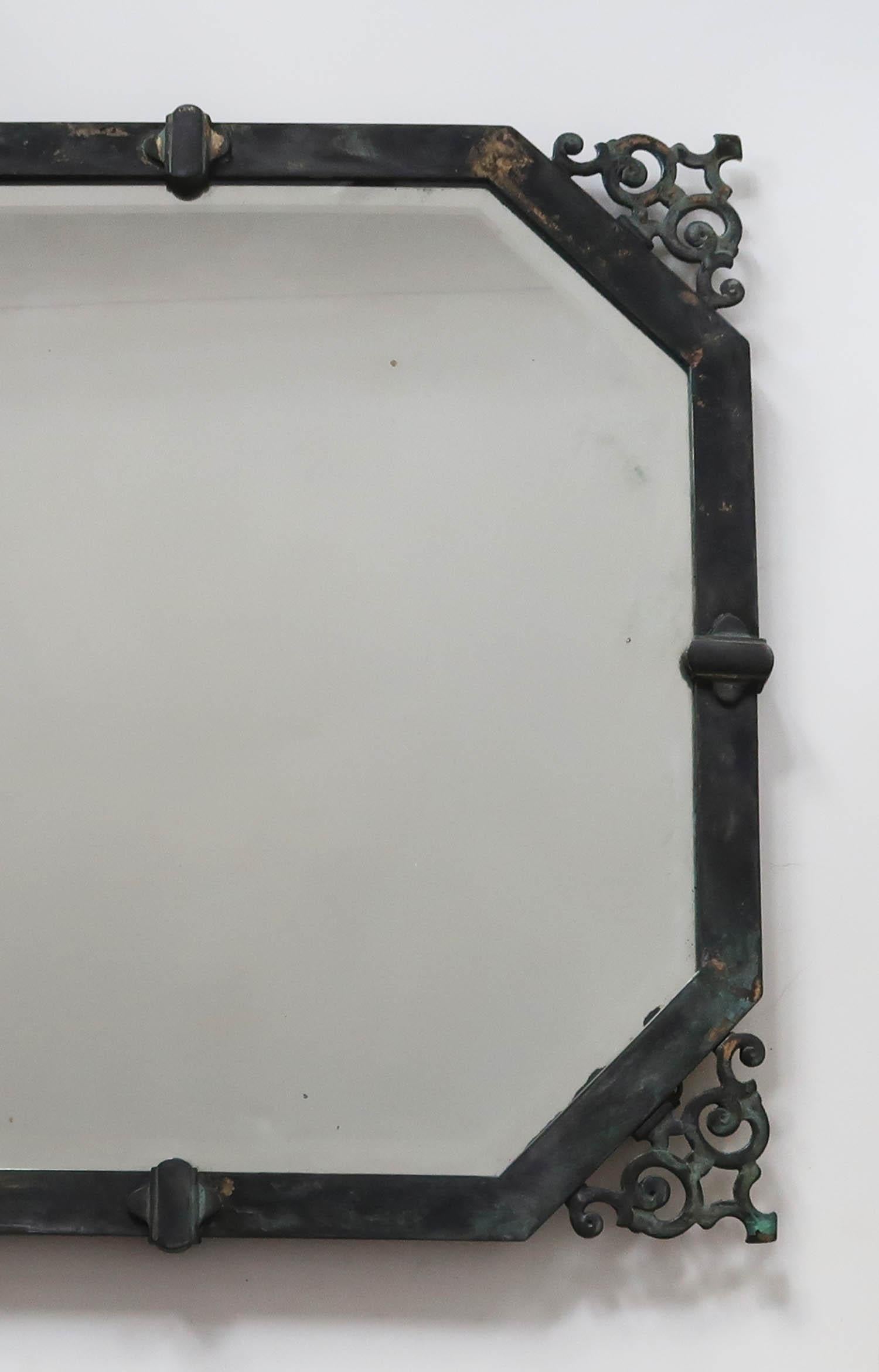 Antiguo Espejo de Pared de Latón Estilo Renacentista con Bordes Biselados, Inglés, C.1910 principios del siglo XX en venta