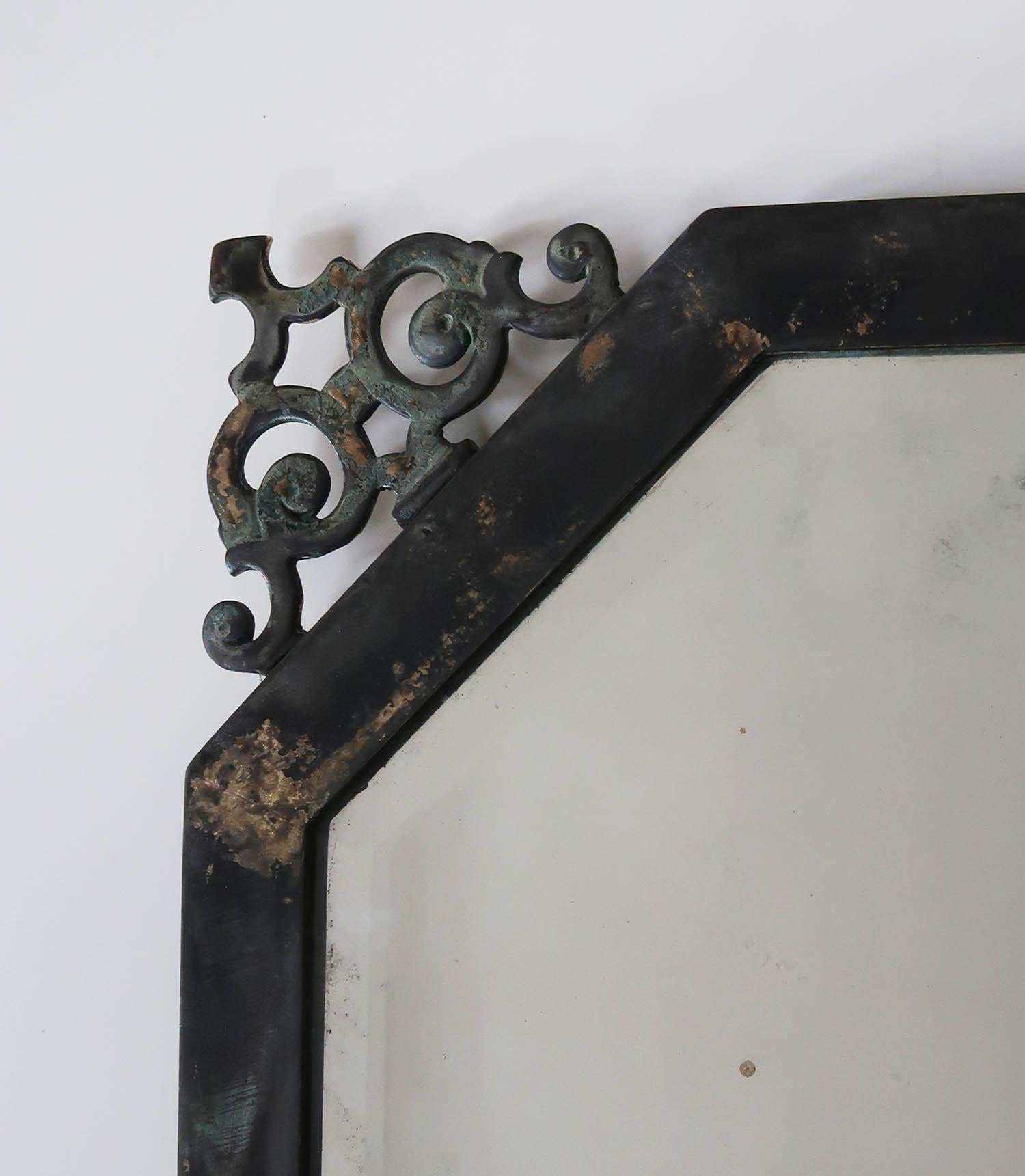 Antiguo Espejo de Pared de Latón Estilo Renacentista con Bordes Biselados, Inglés, C.1910 en venta 1