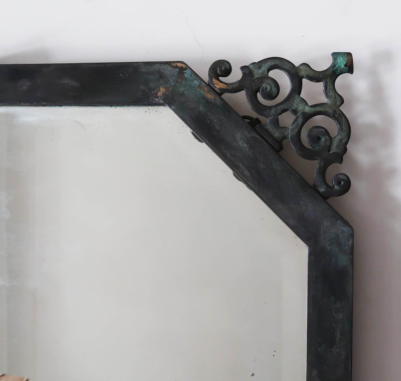 Antiguo Espejo de Pared de Latón Estilo Renacentista con Bordes Biselados, Inglés, C.1910 en venta 2