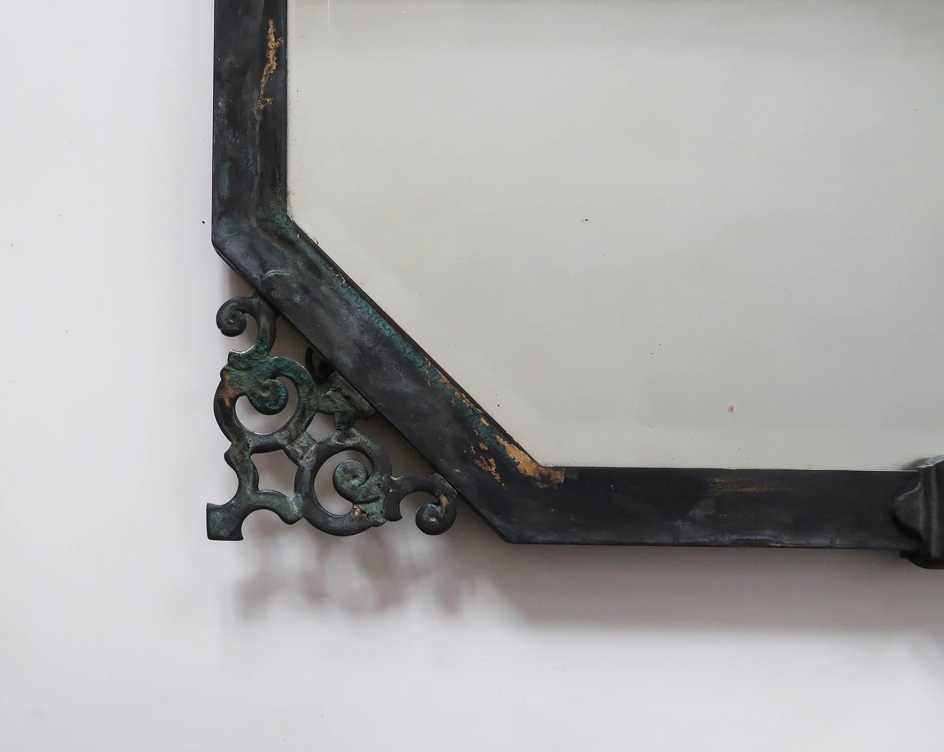 Antiguo Espejo de Pared de Latón Estilo Renacentista con Bordes Biselados, Inglés, C.1910 en venta 3