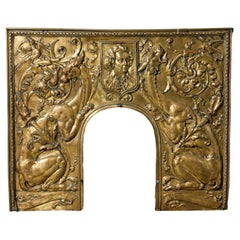 Used Brass Repousse Fire Insert