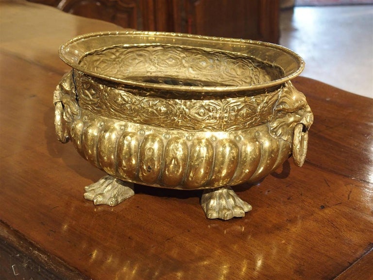 Antique Brass Repousse Jardiniere from France at 1stDibs