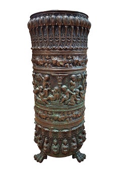 Antique Brass Repoussé Umbrella Stand