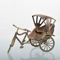 Antique Brass Rickshaw Oriental Tricycle Toy Sculpture