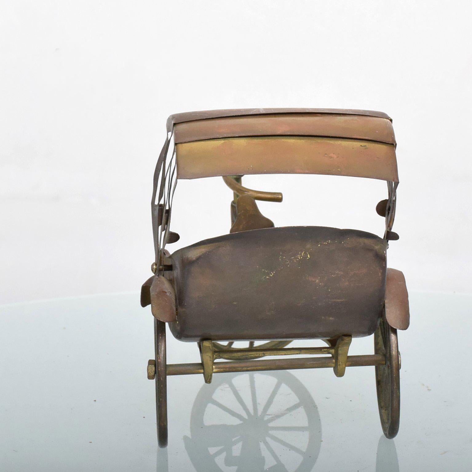 Antique Brass Rickshaw Oriental Tricycle Toy Sculpture In Good Condition In Chula Vista, CA
