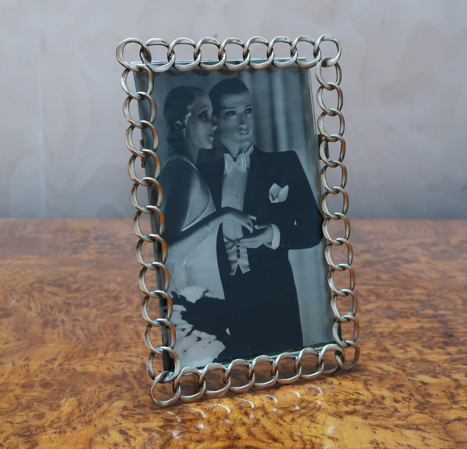 Edwardian Antique Brass Ring Photograph Frame. English, C.1910