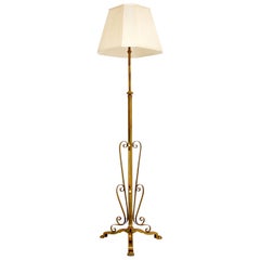 Antique Brass Rise and Fall Floor Lamp Stand
