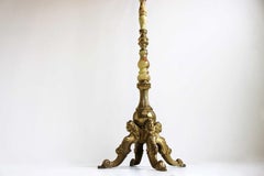 Antique Brass & Round Marble Italian Ornate Coat Rack Stand Hall Tree Vintage