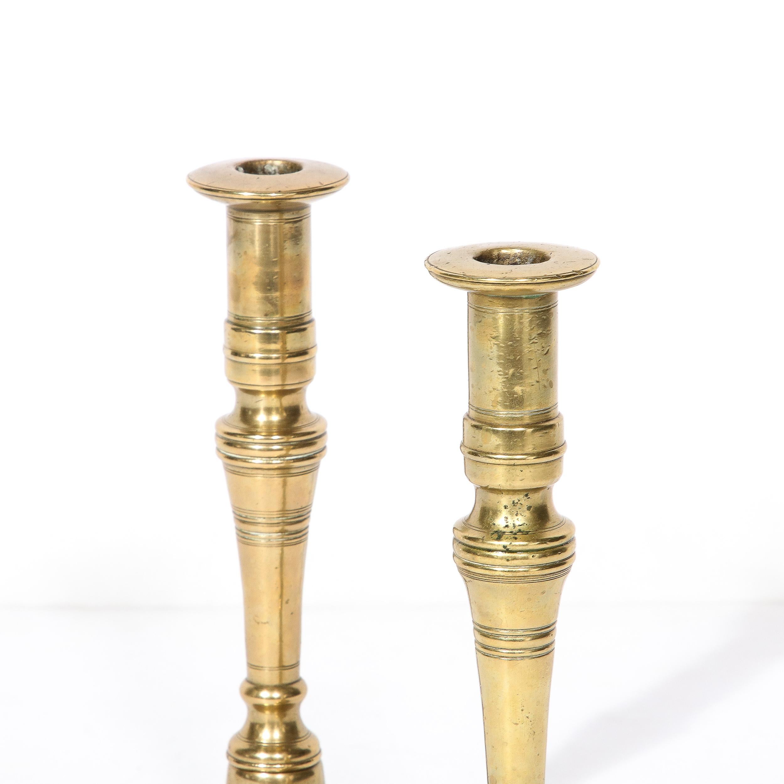 Antique Brass Sabbath Candle Holders For Sale 4