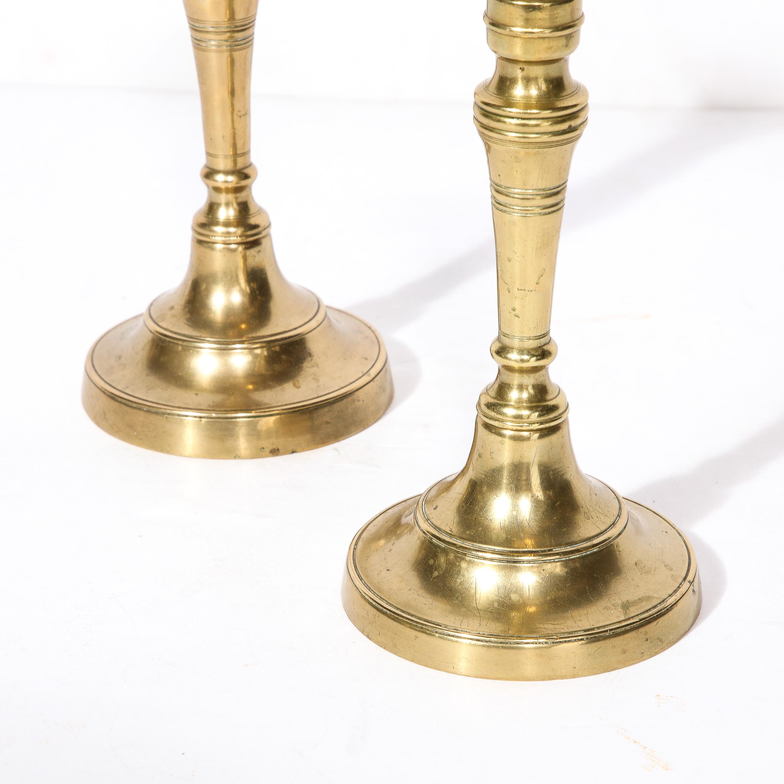 American Antique Brass Sabbath Candle Holders For Sale