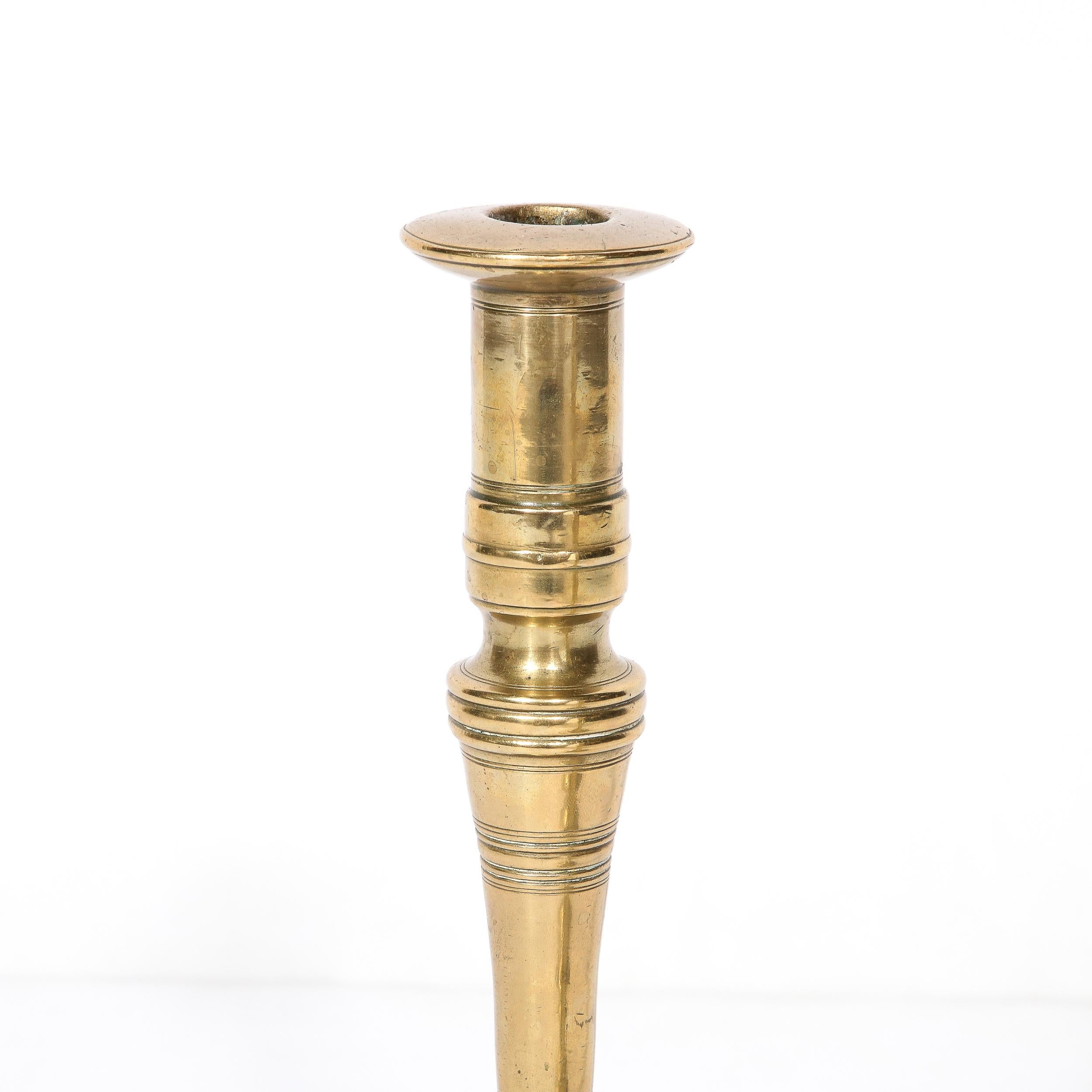 Antique Brass Sabbath Candle Holders In Good Condition For Sale In New York, NY