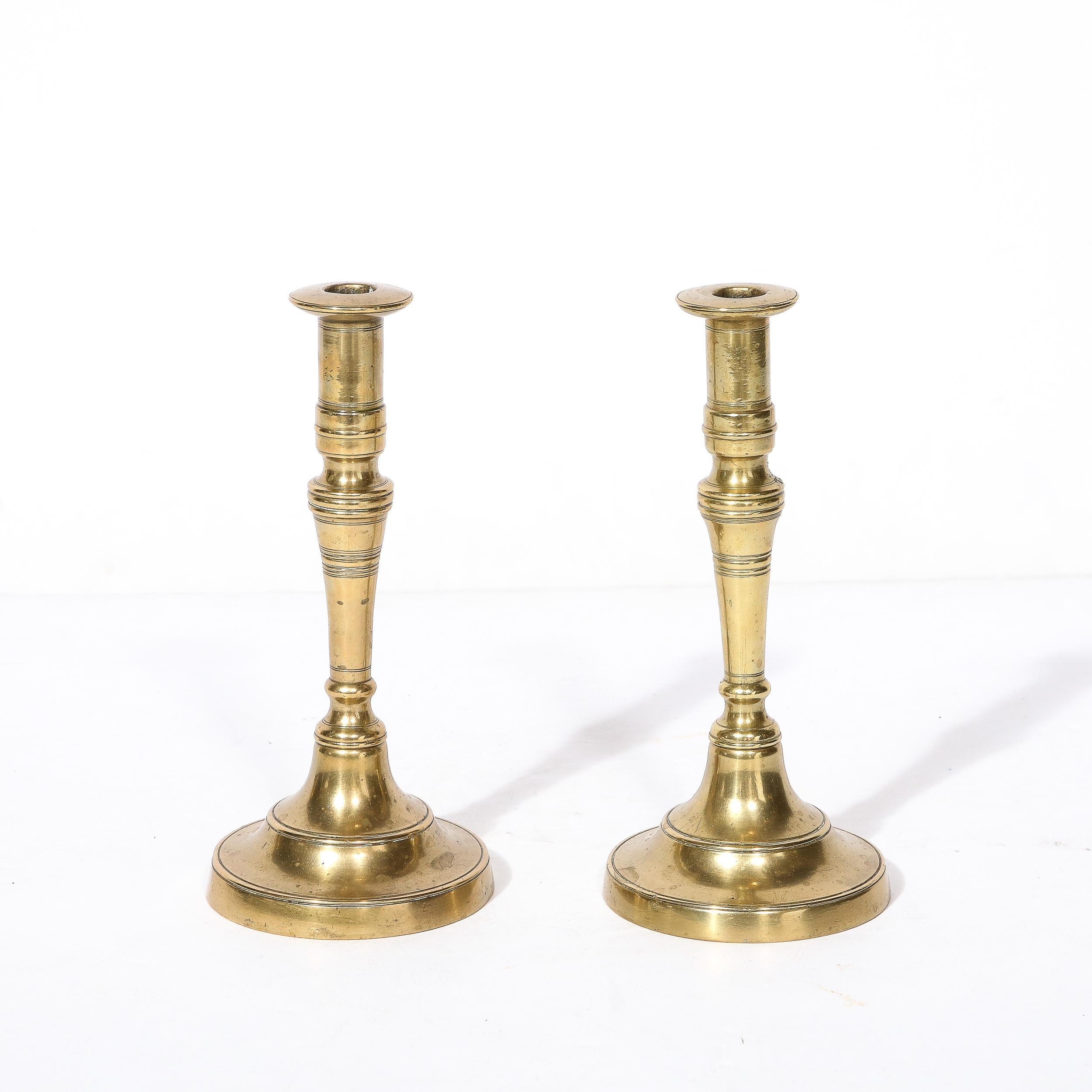 Early 20th Century Antique Brass Sabbath Candle Holders For Sale