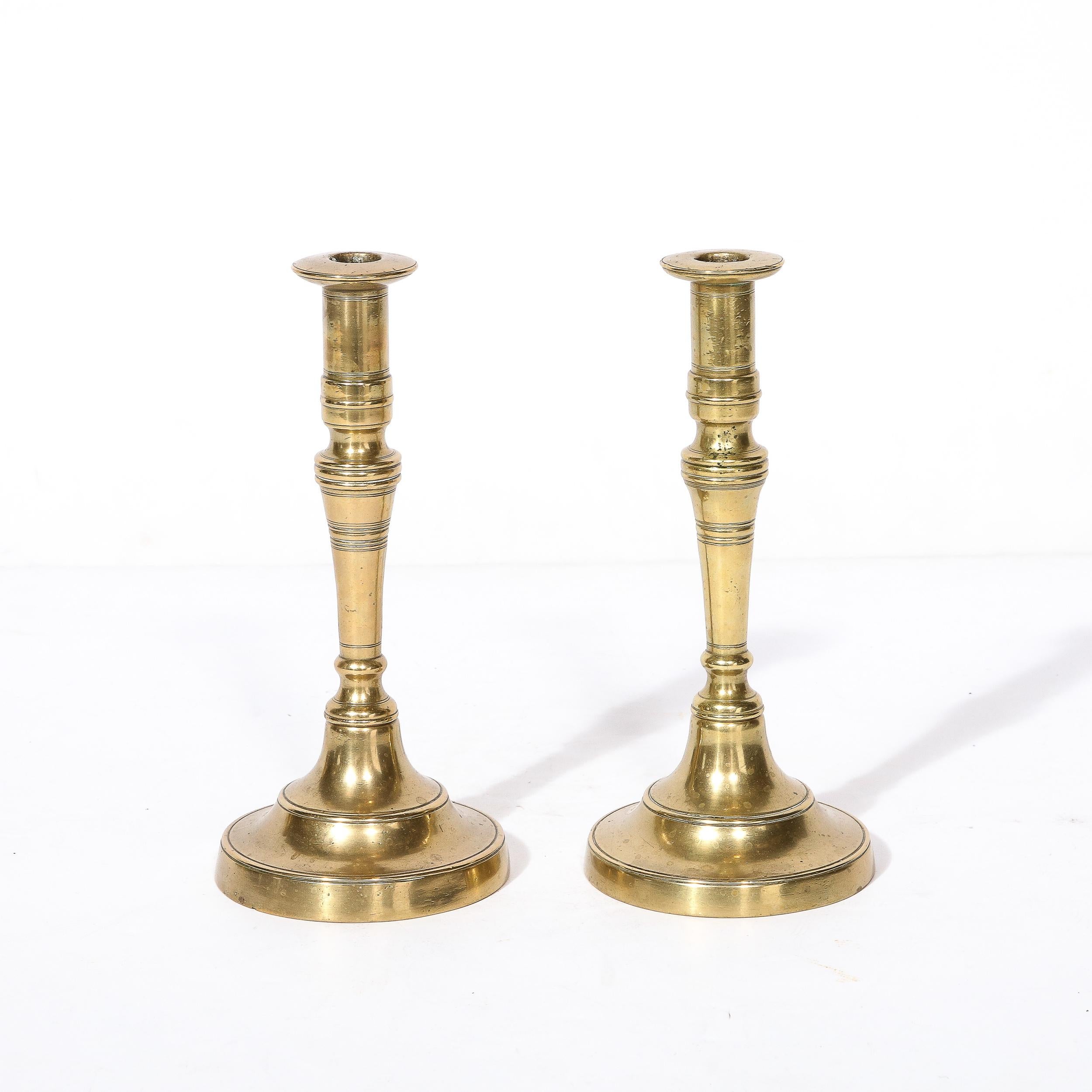 Antique Brass Sabbath Candle Holders For Sale 1