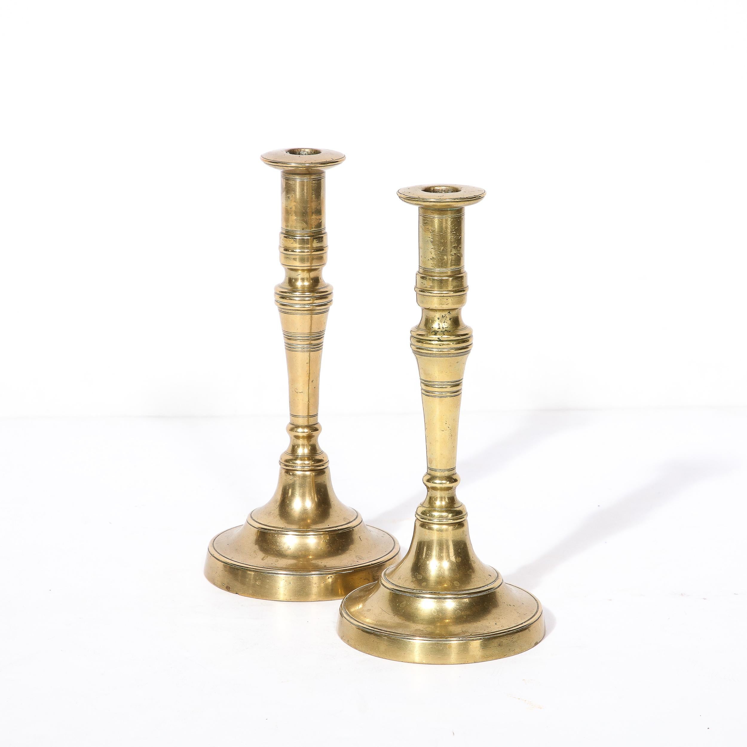Antique Brass Sabbath Candle Holders For Sale 2