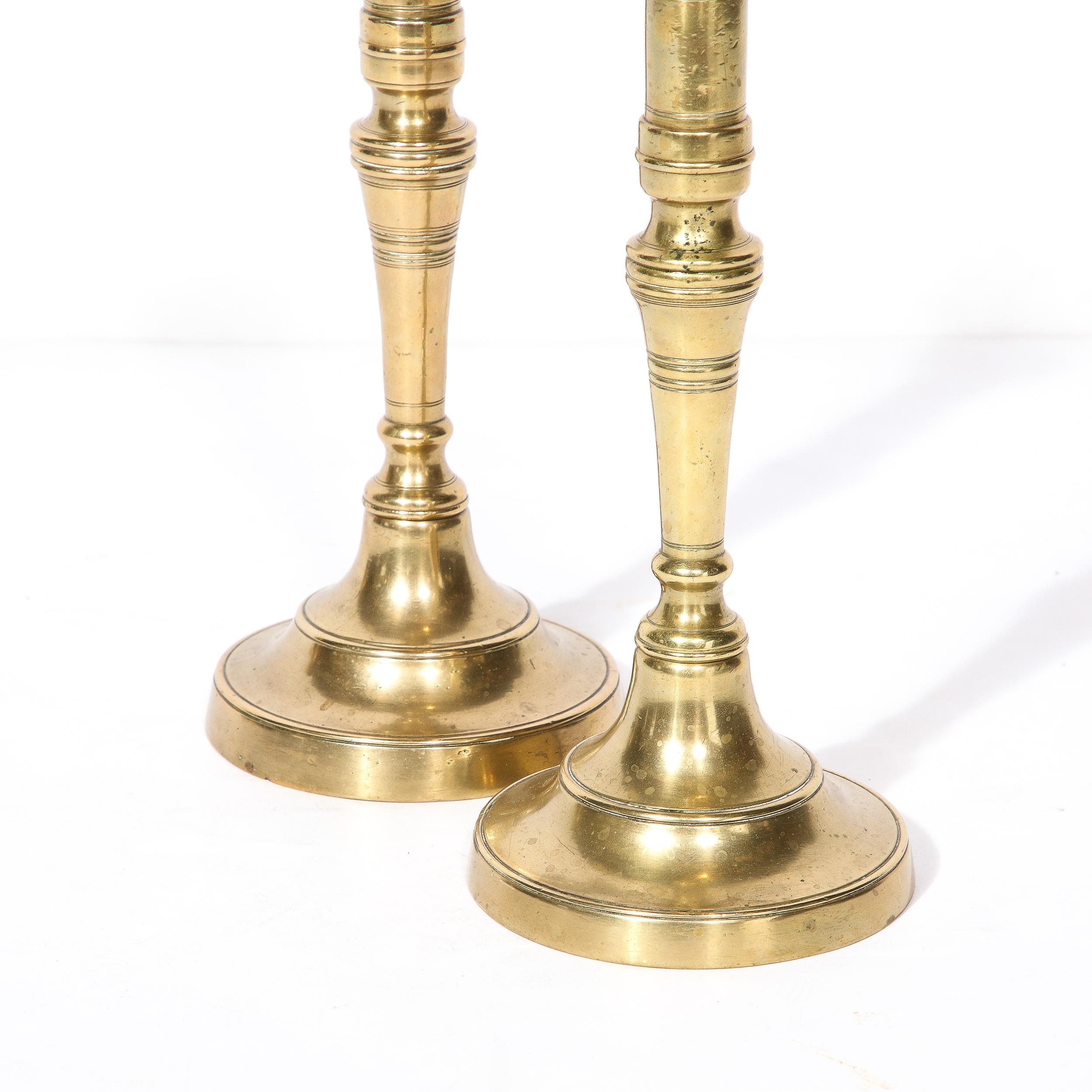 Antique Brass Sabbath Candle Holders For Sale 3