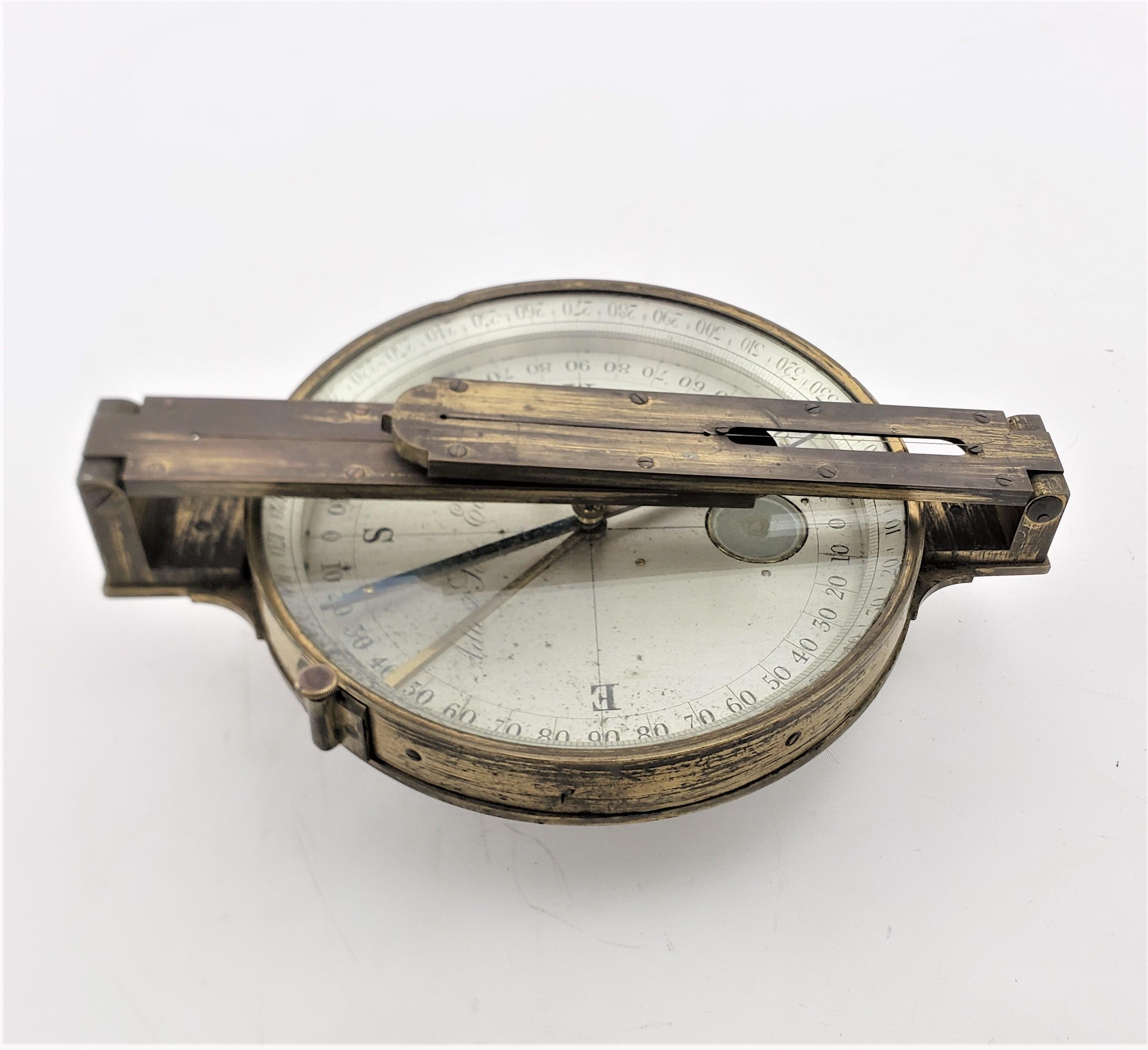 Antiker schottischer Vermessungskompass aus Messing in passender Holzschachtel im Angebot 3