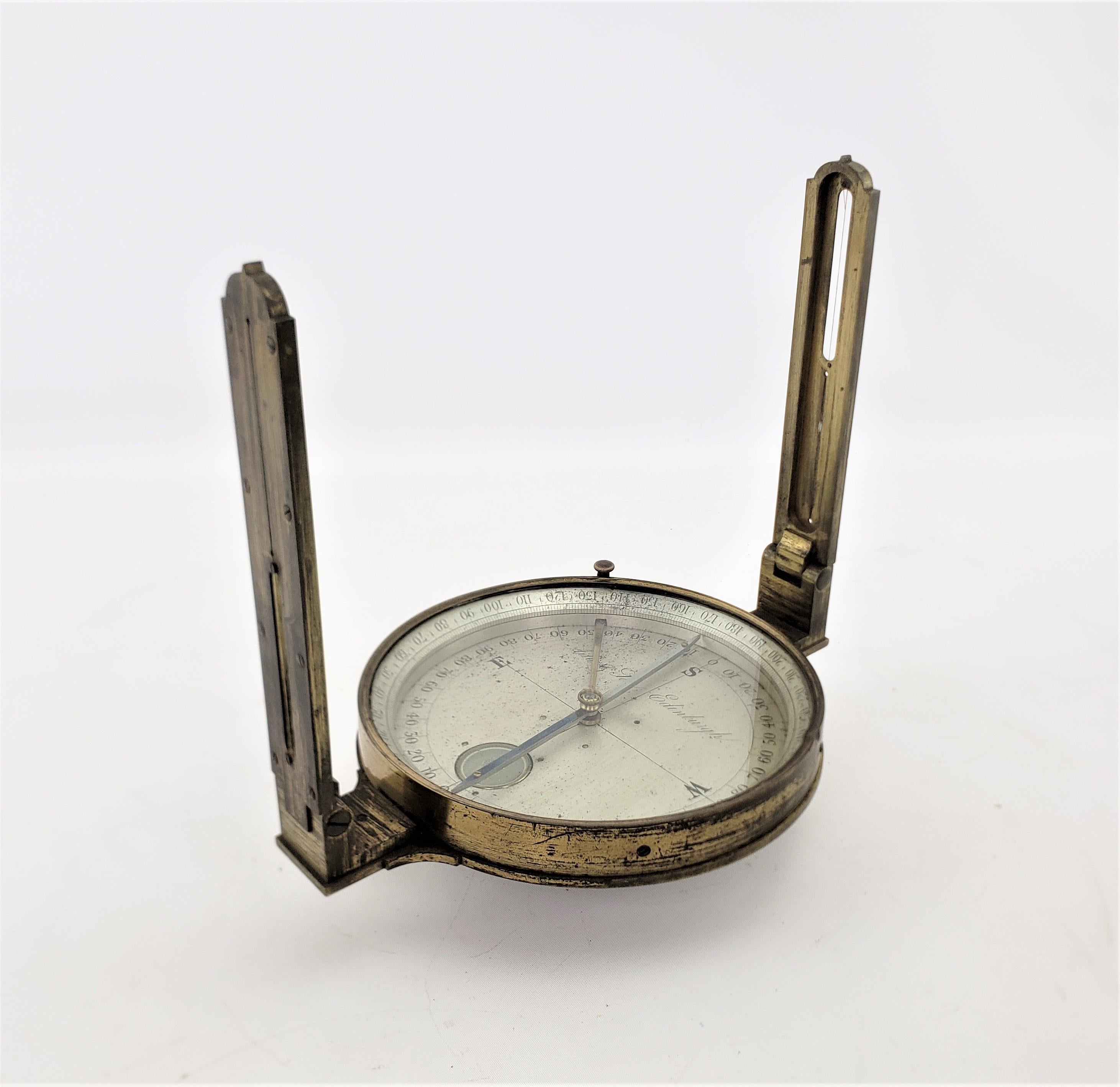 Antique Brass Scottish Surveyor's Compass in Fitted Wooden Box In Good Condition For Sale In Hamilton, Ontario